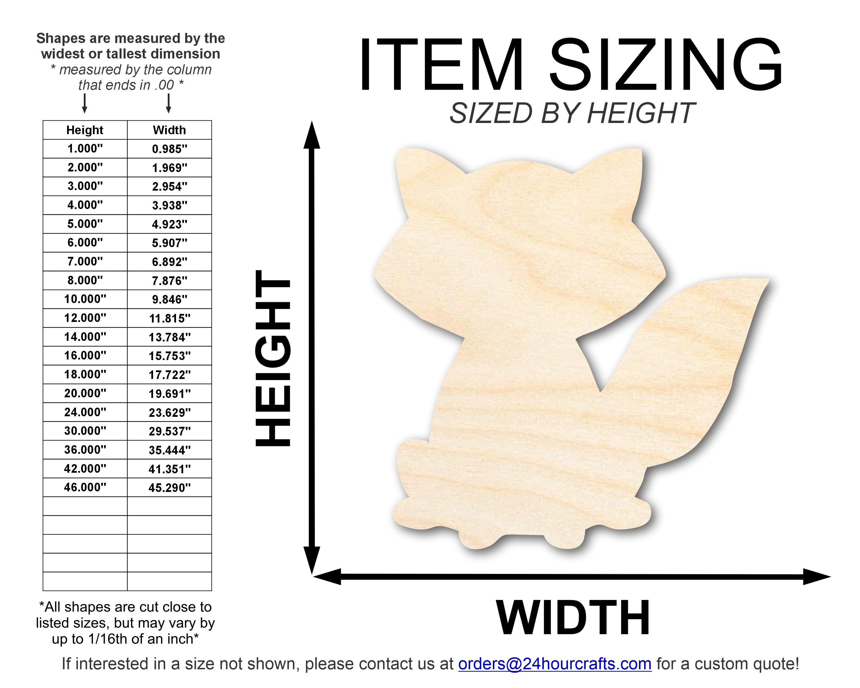 Unfinished Baltic Birch Wood DIY Craft Cutout in Adorable Fox Shape | Up to 46 Inches for Multiple DIY Projects