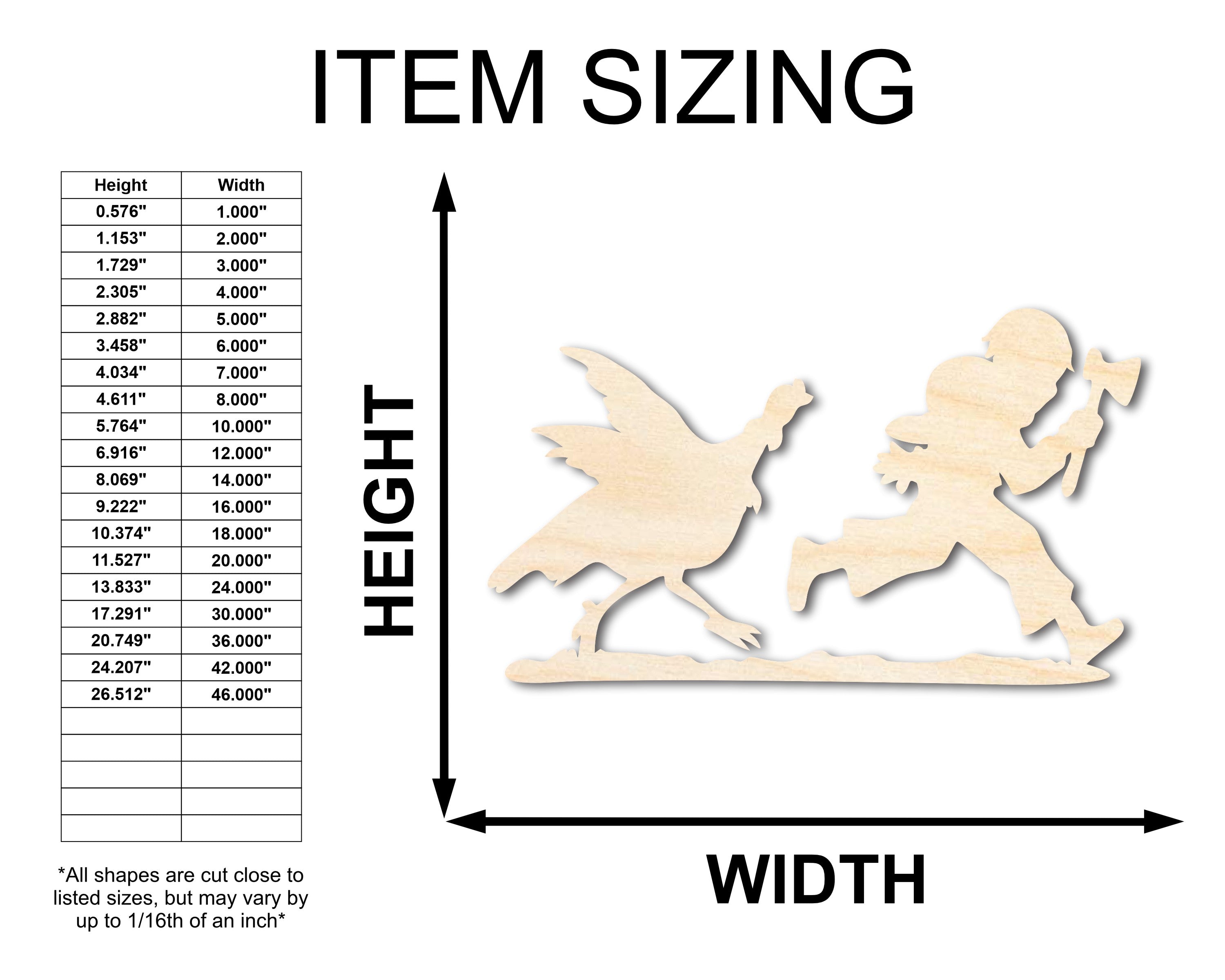 Unfinished Baltic Birch Wood Turkey Chase Shape - Craft Items up to 36 Inches