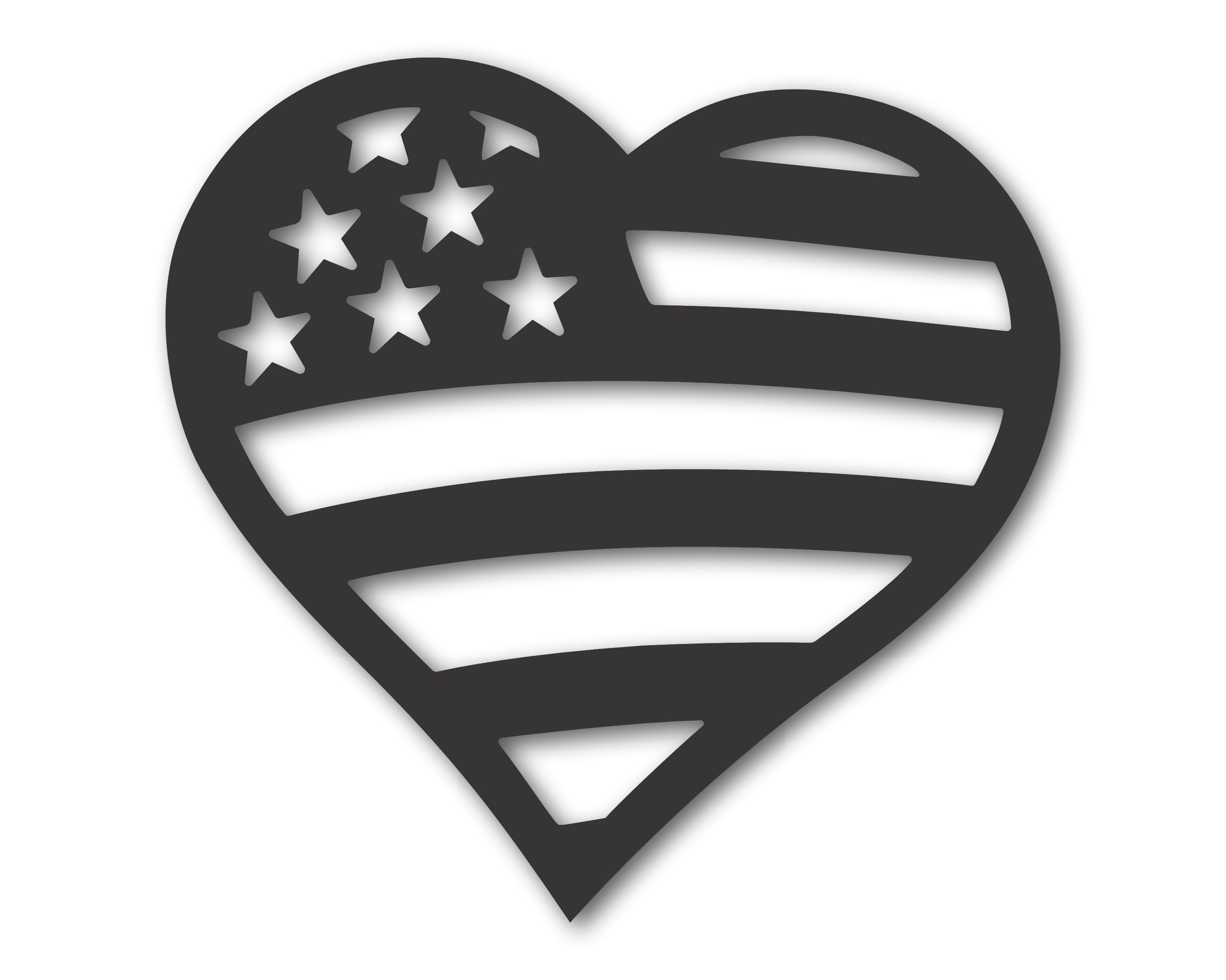 Decorative Metal American Flag Heart Sign for Indoor and Outdoor Use with Up to 46 Inches Size and Over 20 Color Choices