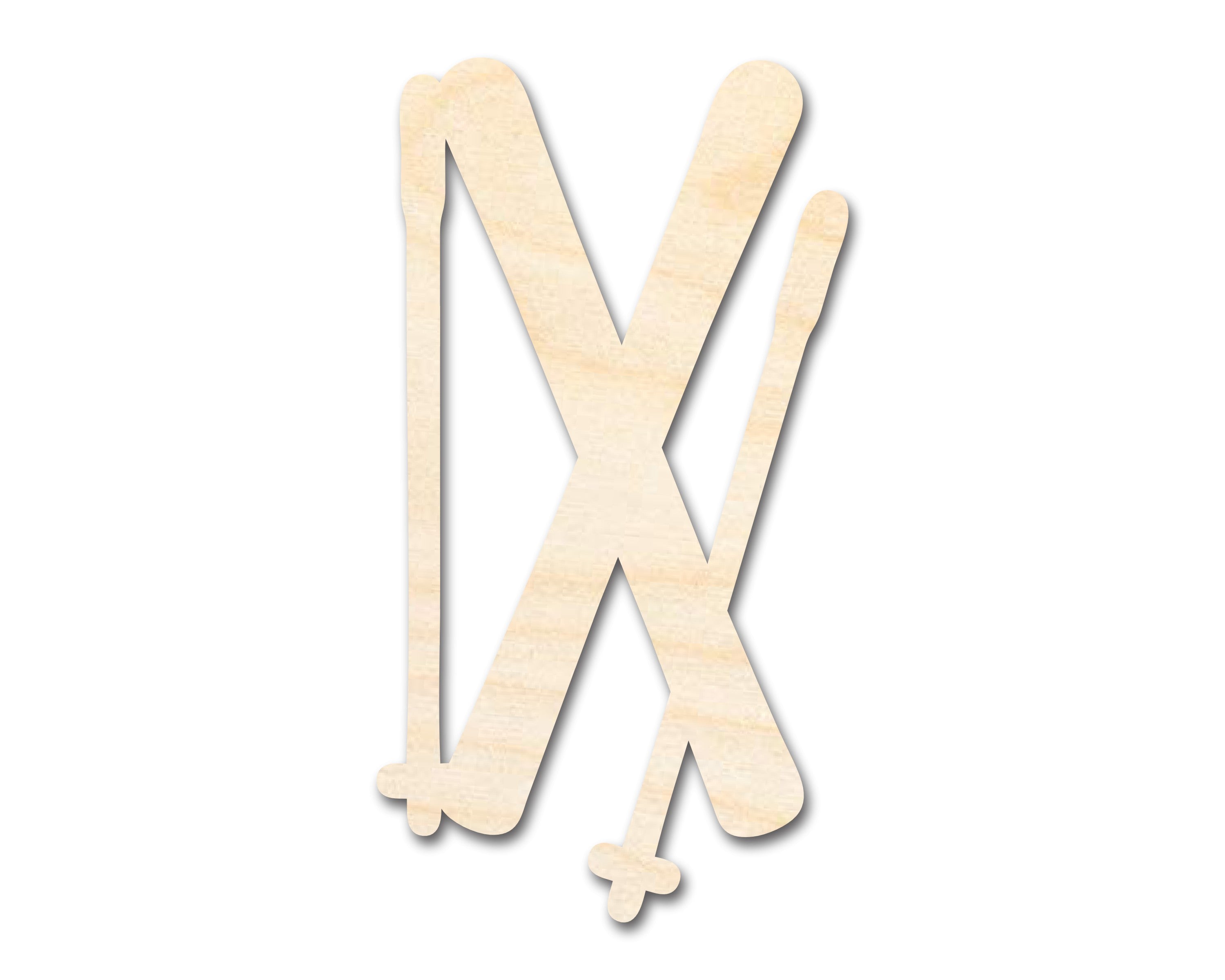 Unfinished DIY Craft Cutout in the Shape of Crossed Wood Skis | Up to 46 Inches for Do - It - Yourself Projects