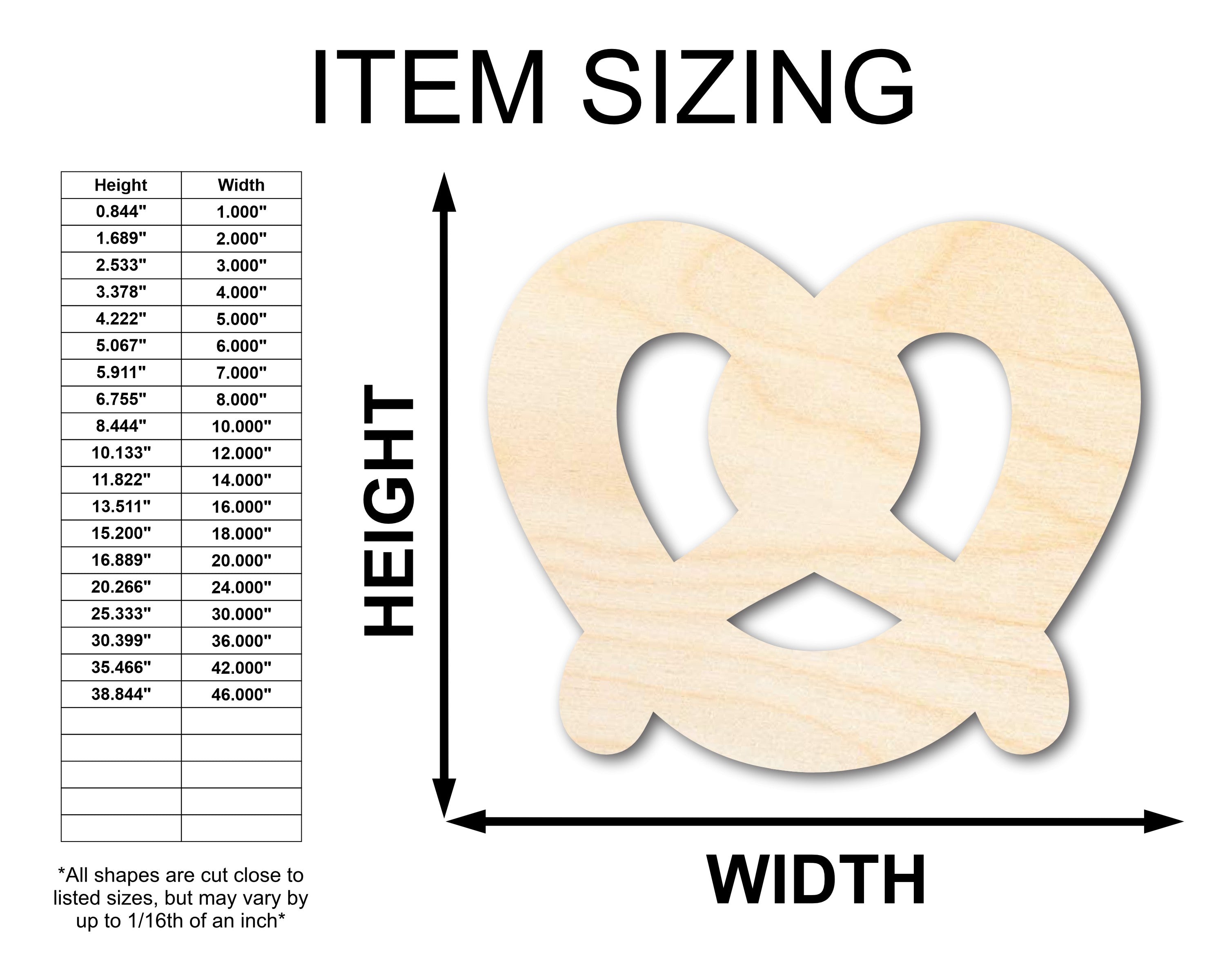 Unfinished Wood Pretzel-Shaped Craft Cutout for Food Crafts and DIY Projects, Available in Sizes up to 24 Inches