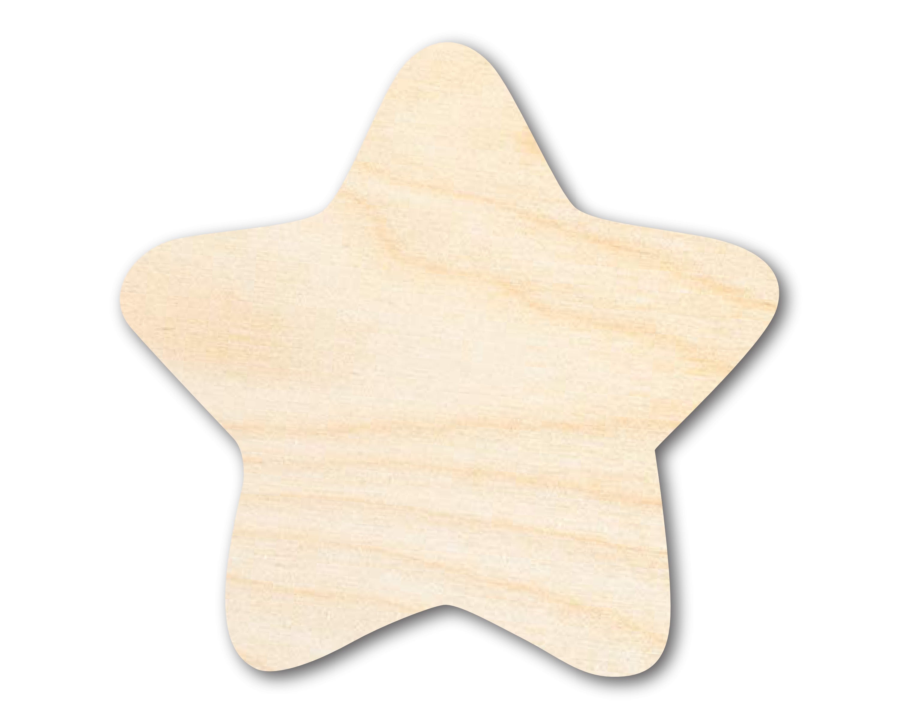 Unfinished Baltic Birch Wood Marshmallow Star Shape Crafts up to 36 Inches