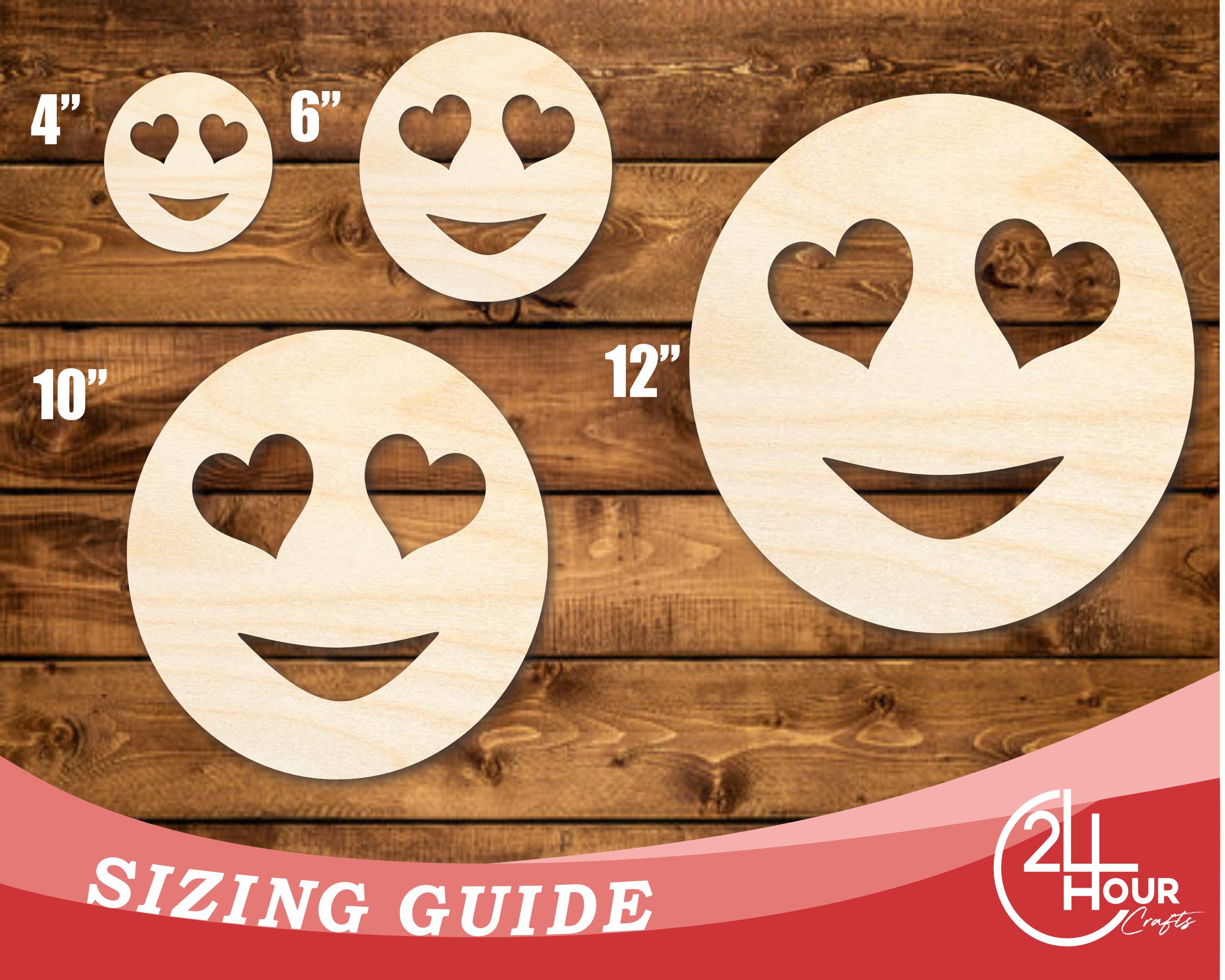 Unfinished Baltic Birch Wood Cutouts in Heart, Eye, and Face Shapes for DIY Crafts - Up to 46 Sizes Available