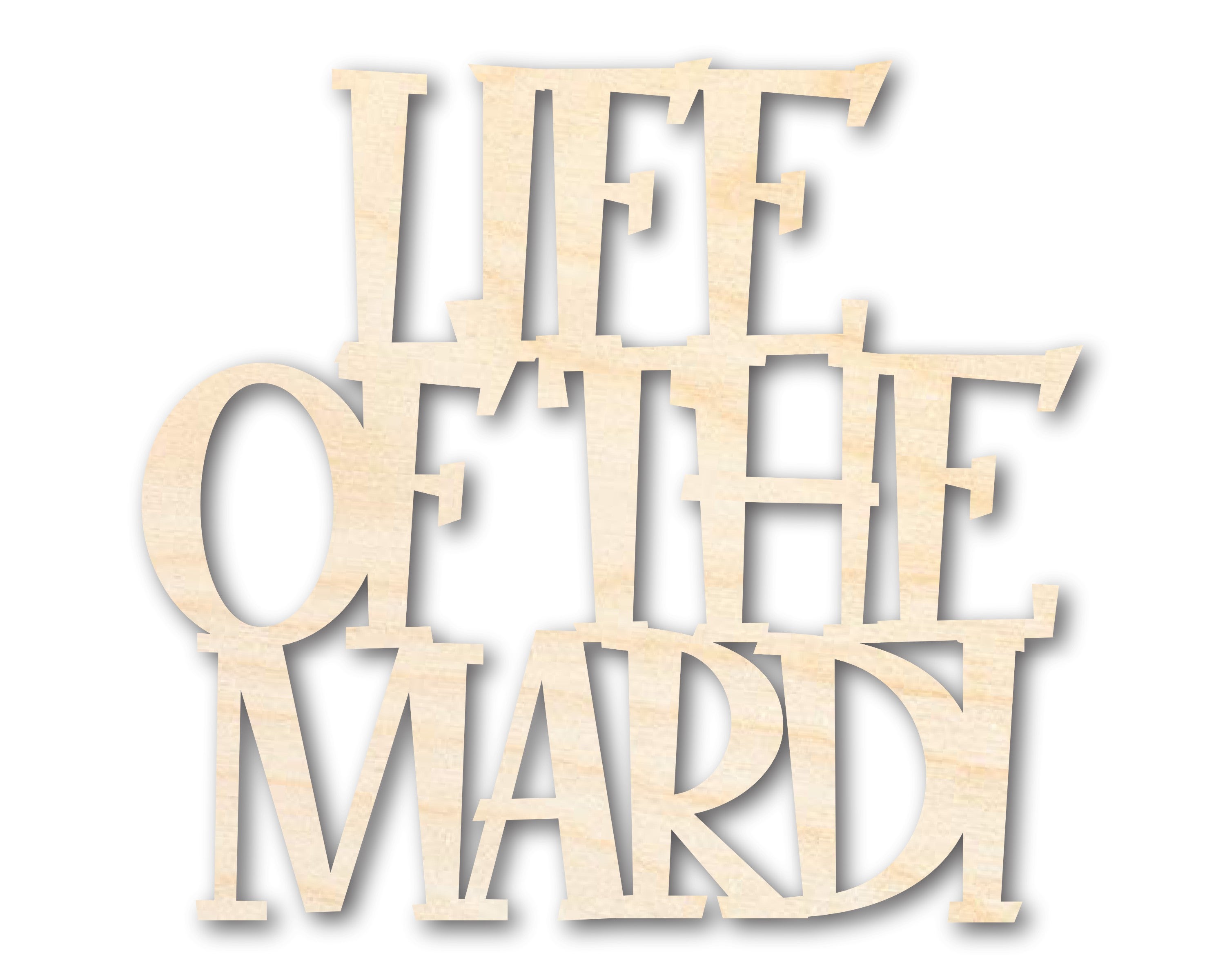 Unfinished Baltic Birch DIY Craft Cutout in the Shape of Life Of The Mardy, Up to 46 Inches for Multiple DIY Projects