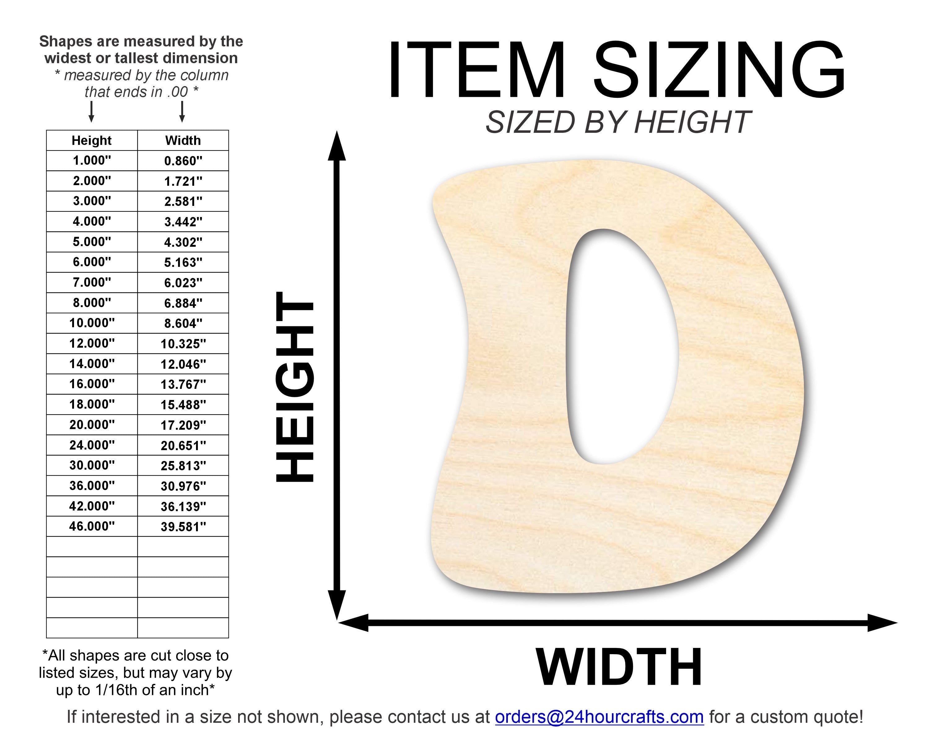 DIY Unfinished Baltic Birch Groovy D Font Shape Cutouts up to 46 Inches
