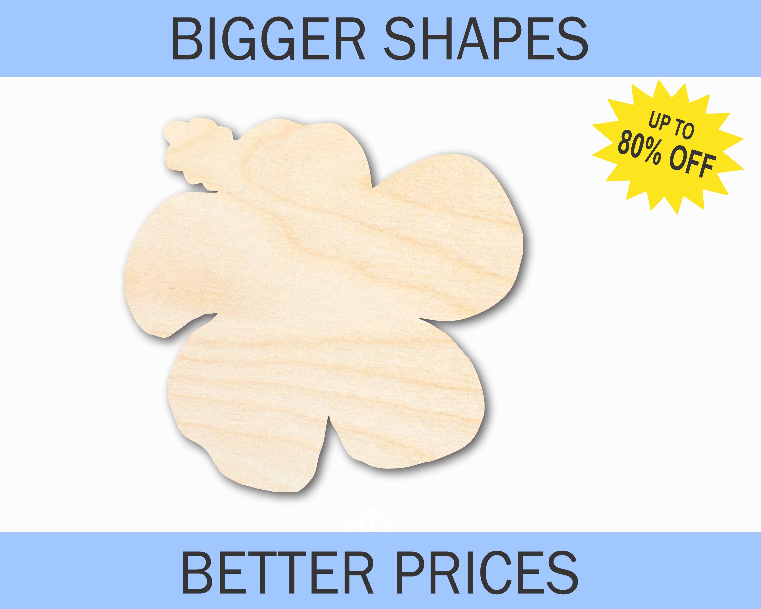 Enhanced and Larger Unfinished Wood Hibiscus Flower Silhouette DIY Craft Cutout for Creative Projects