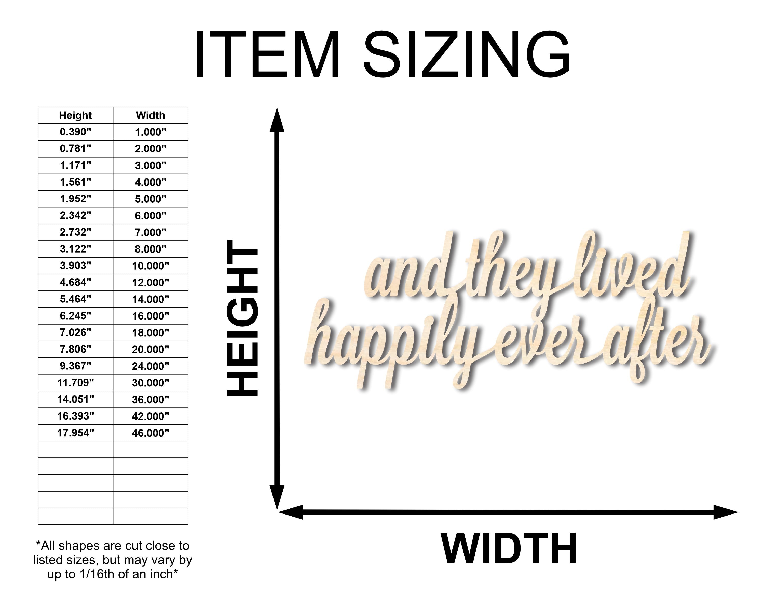 Unfinished Baltic Birch Wood 'Happily Ever After' Shape - Ideal for Word Crafts (Up to 36