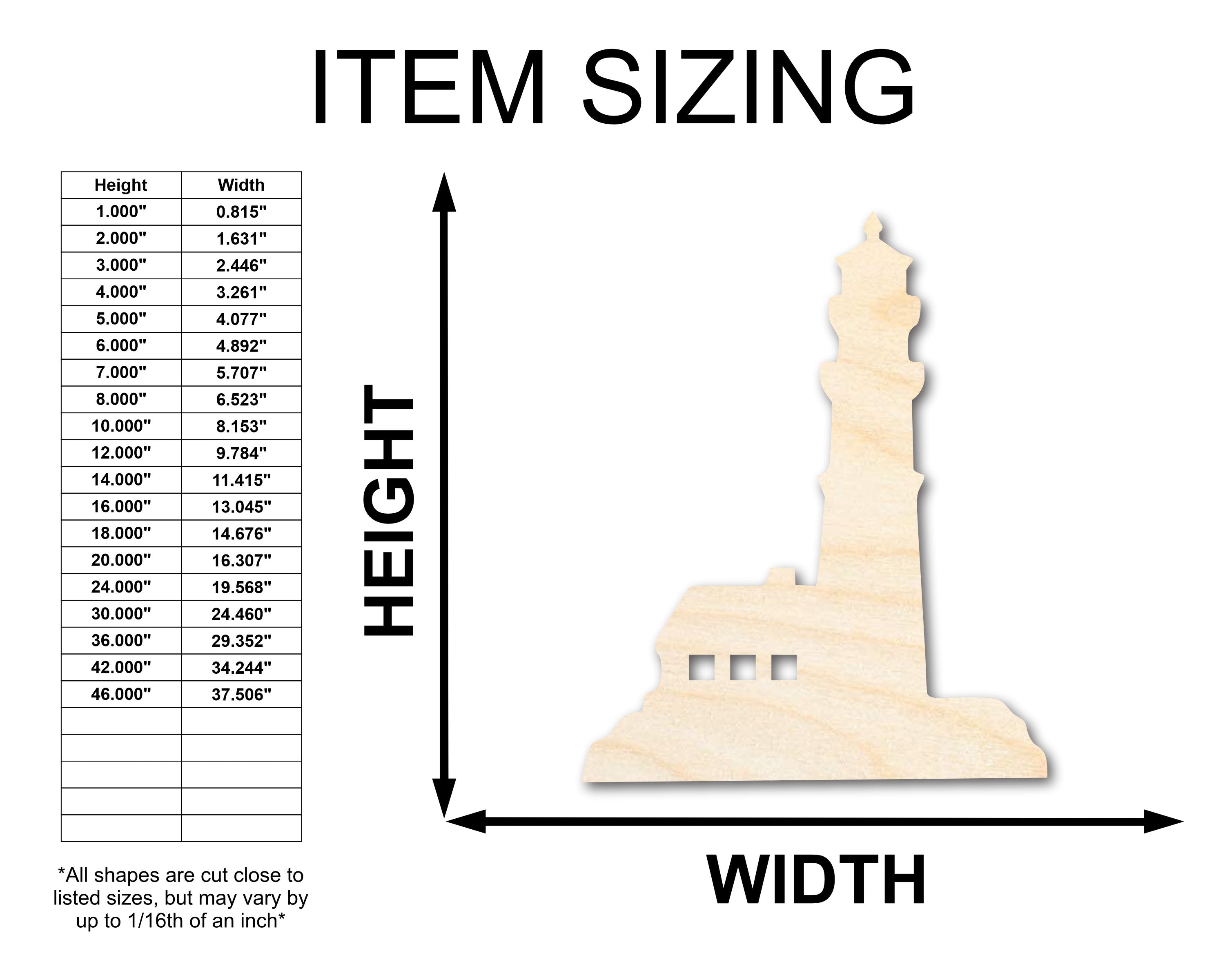 DIY Unfinished Wood Lighthouse Silhouette Crafts up to 46 Inches
