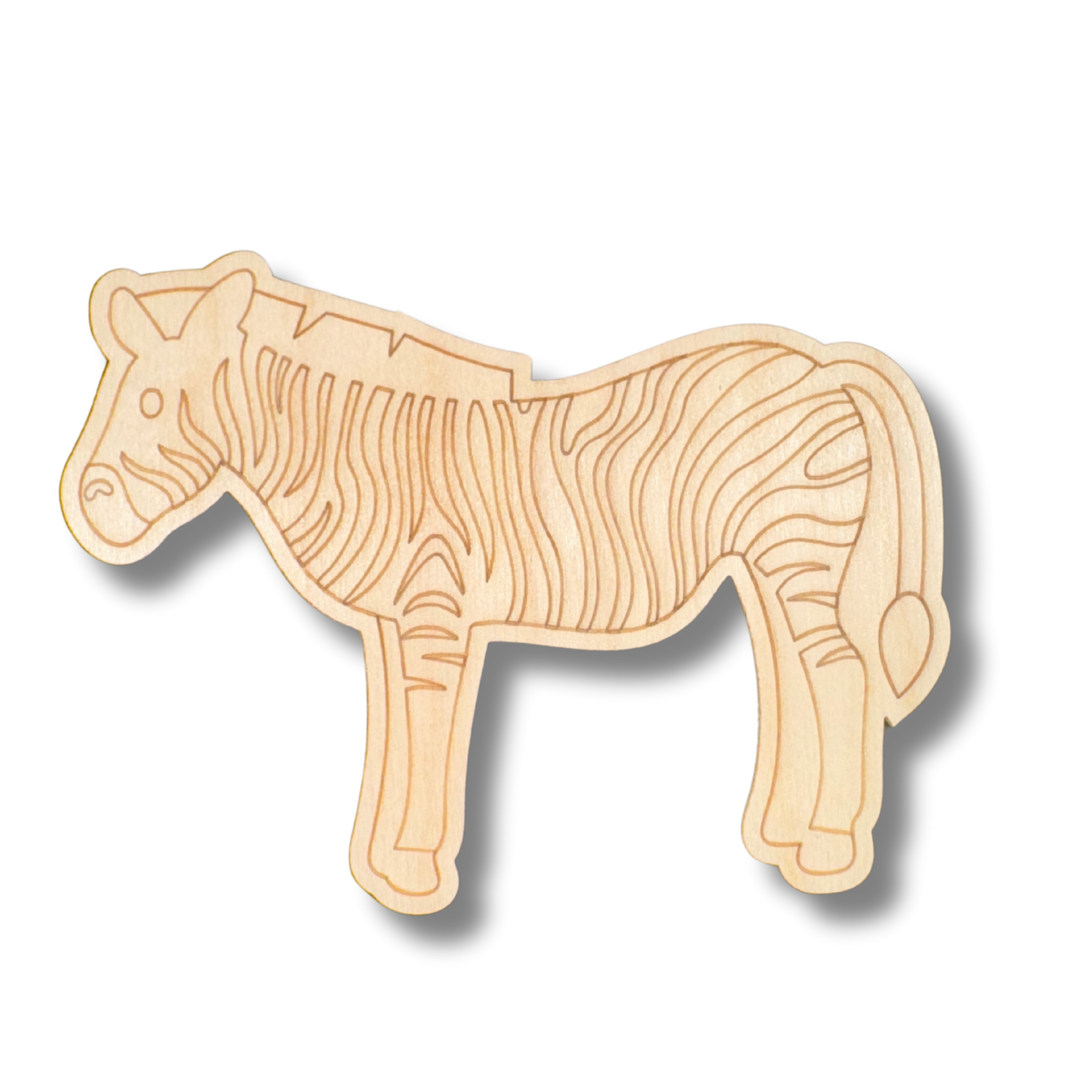 Unfinished Wood Etched Zebra Shaped DIY Paint By Line Crafts, Up to 30 Pieces for Creative Painting Projects