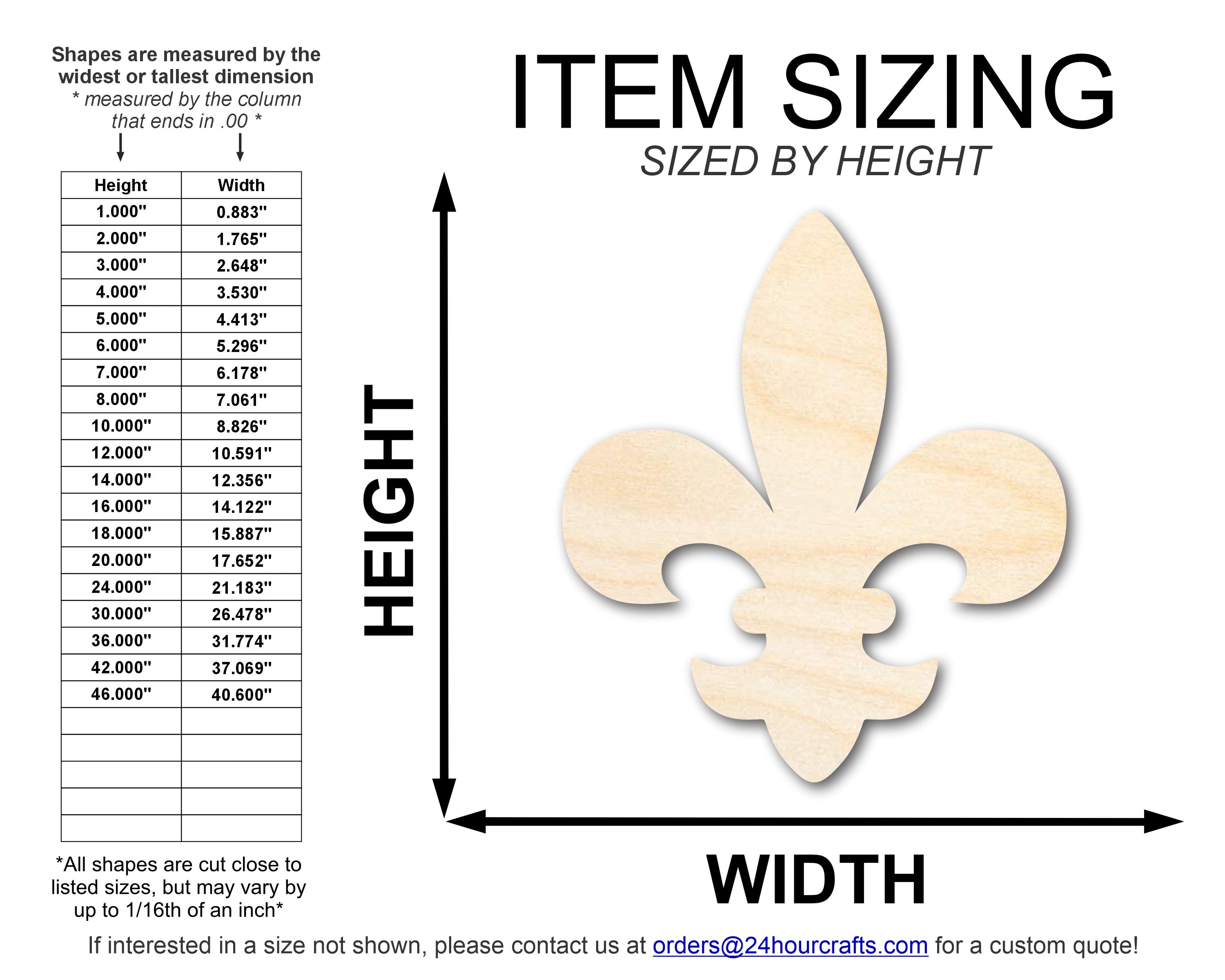 DIY Unfinished Baltic Birch Wood Fleur di Lis Cutout up to 46 Inches