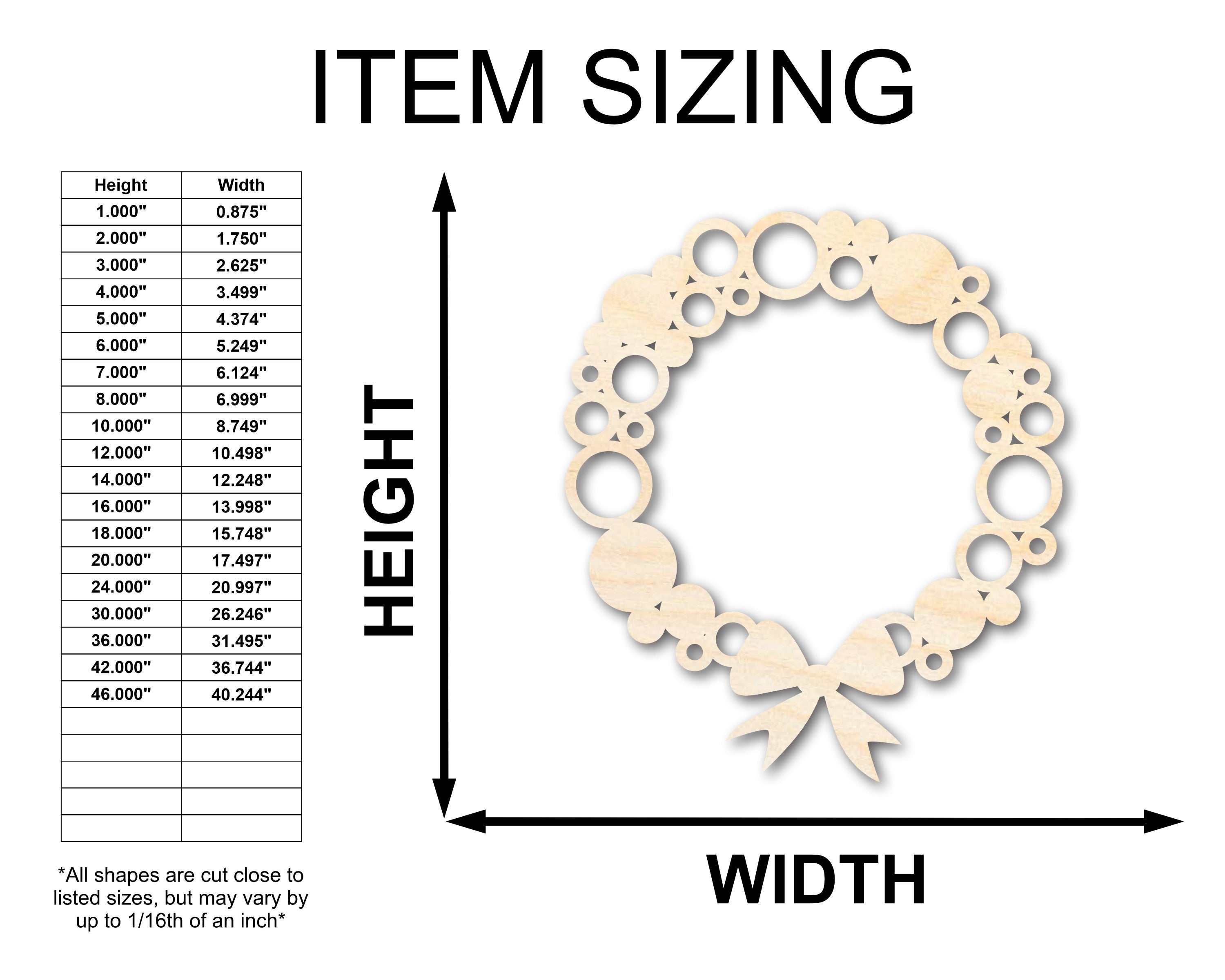 Unfinished Sanded Wood Bulb Wreath Shape - Ideal Craft Item up to 46