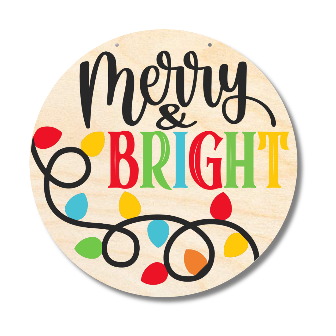 1/4-Inch Thick Unfinished Wood 'Merry and Bright' Door Sign Craft Kit