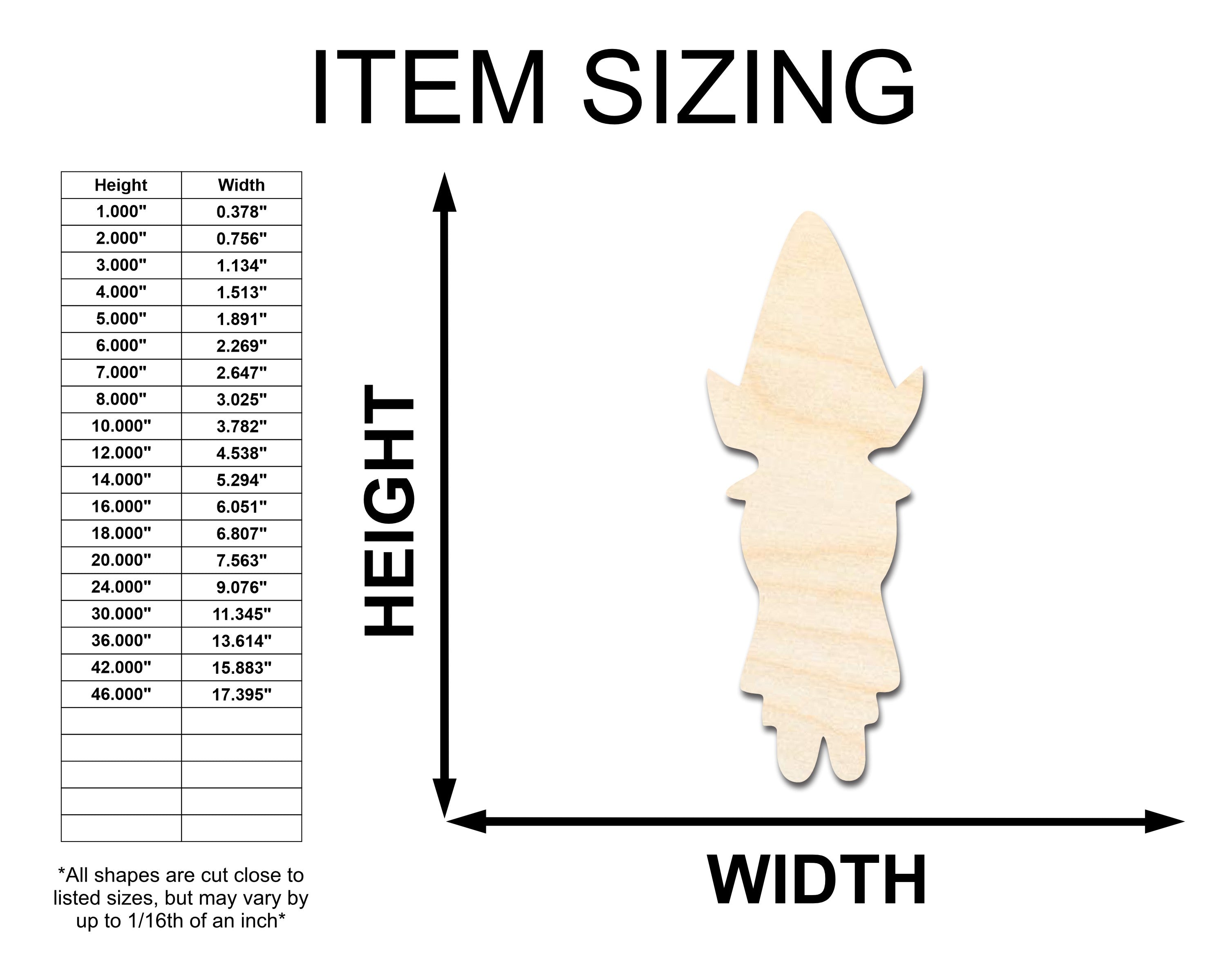 Unfinished Wood Santa Elf Shape Craft Supplies - Sizes Up to 46 Inches
