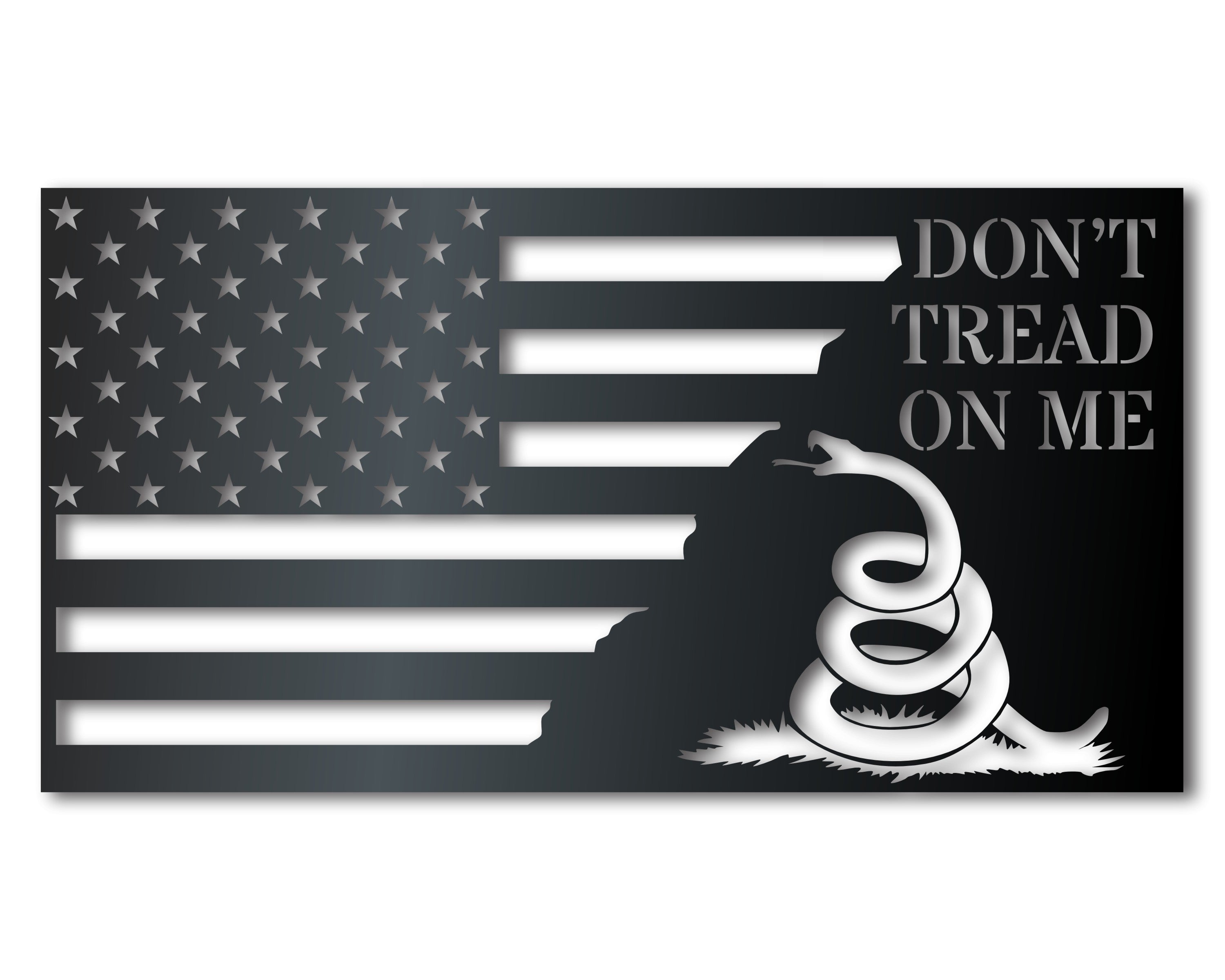 Decorative Metal American Flag Wall Art - 'Don't Tread on Me' Sign Suitable for Both Indoor and Outdoor Use with Up to 46 Dimensions and More Than 20 Color Choices