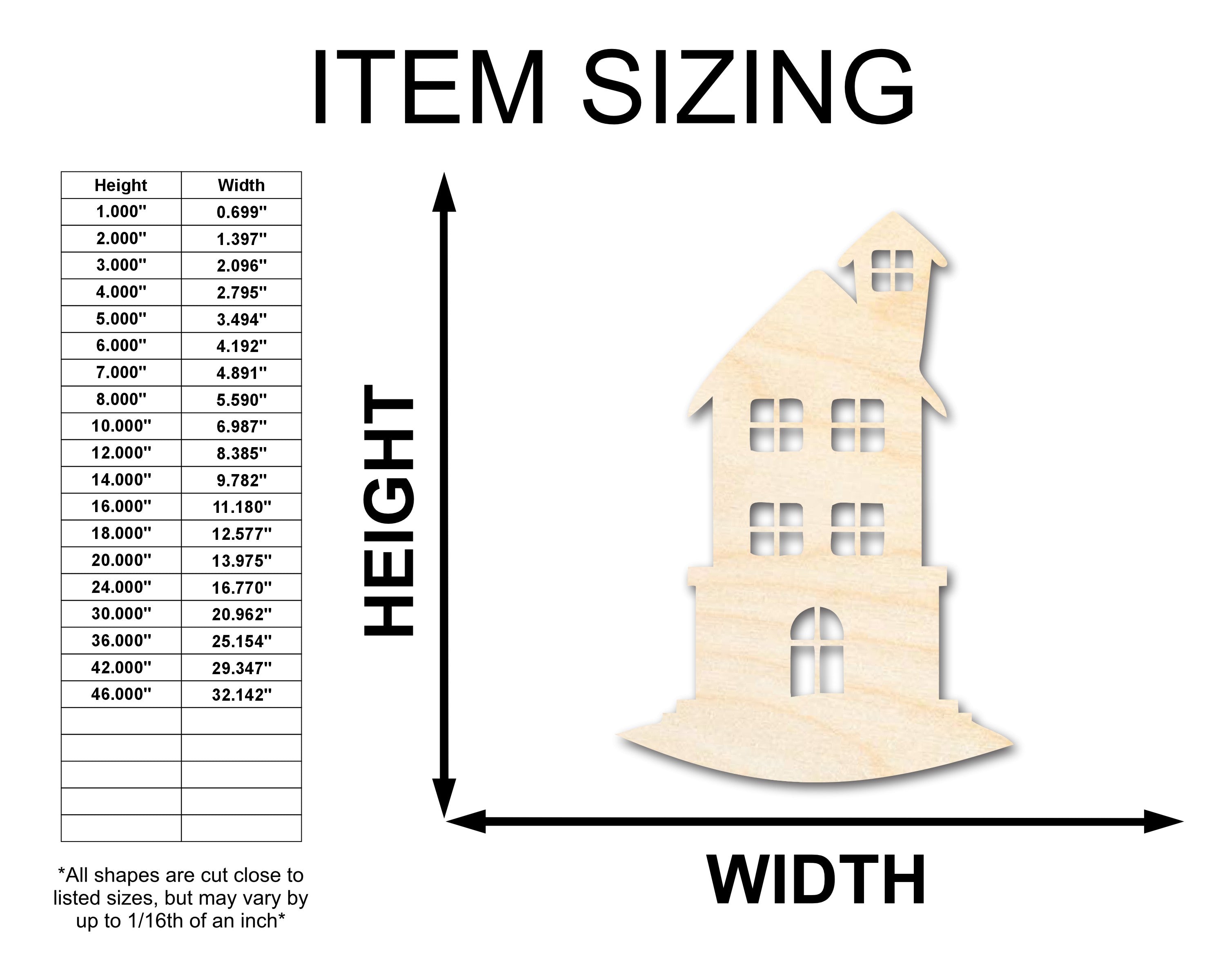 Unfinished Tall House Shape Baltic Birch Wood Cutouts for Up to 46 DIY Crafts