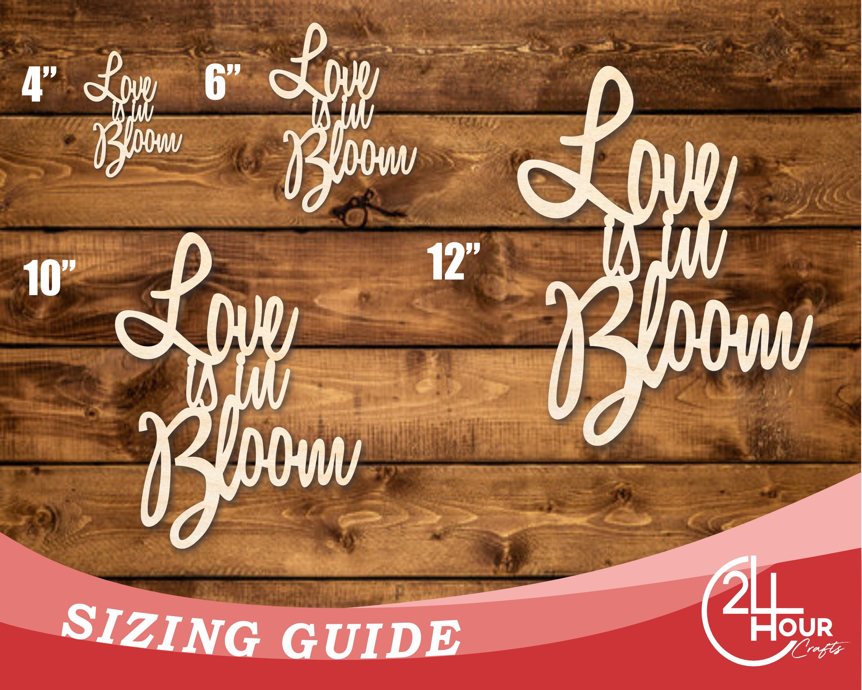 DIY Unfinished Baltic Birch Wood 'Love is in Bloom' Cutout up to 46 Inches