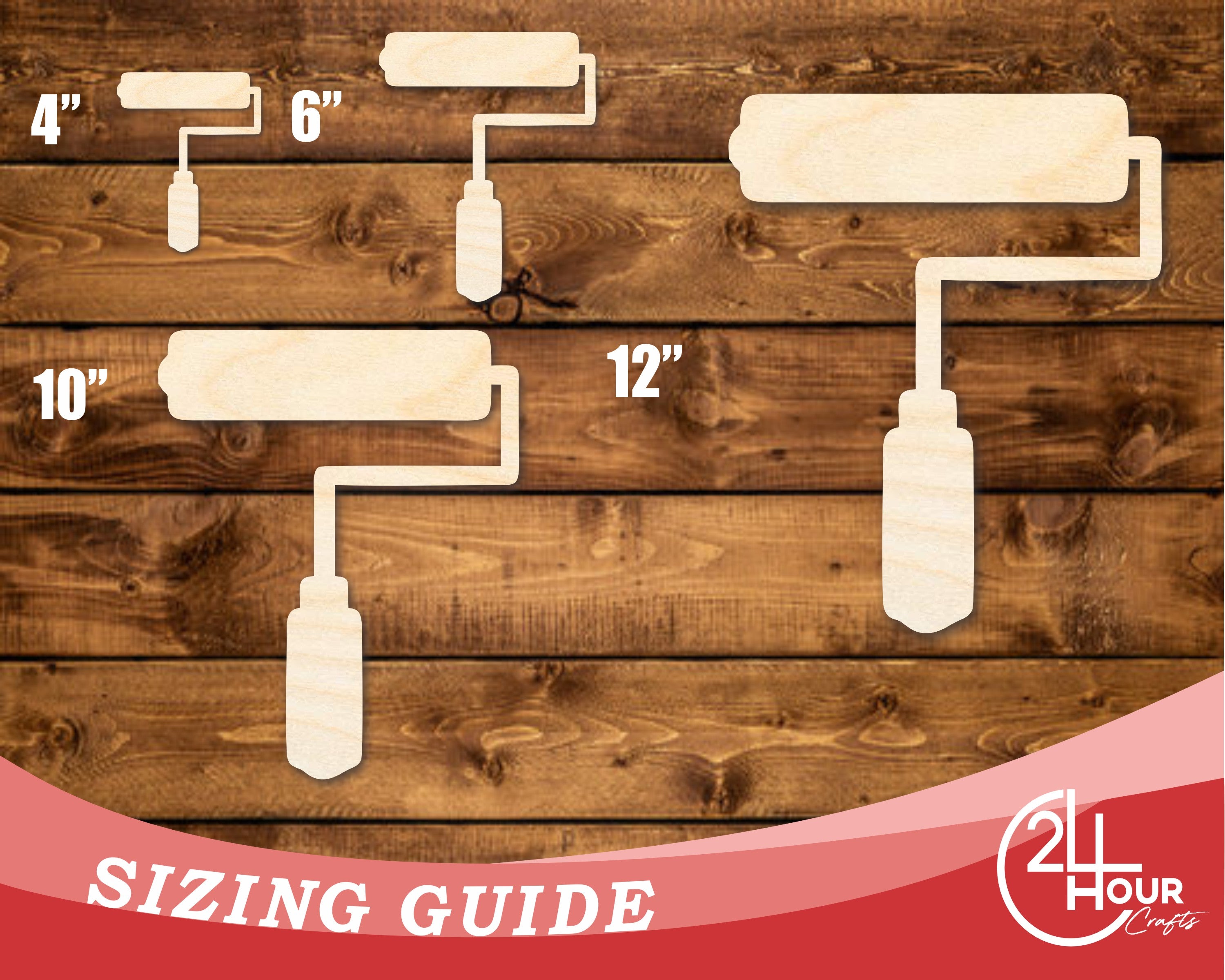 Unfinished Wood Paint Roller-Shaped DIY Craft Cutouts, Up to 46 Pieces for Your DIY Projects