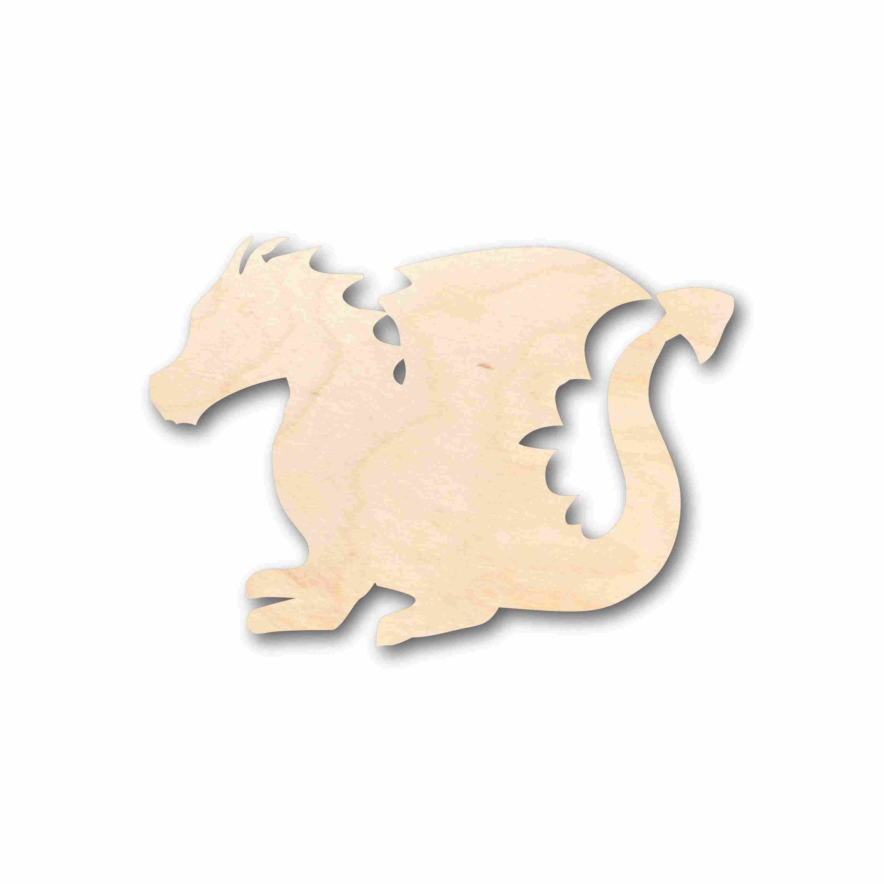 DIY Unfinished Natural Wood Cute Dragon Silhouette - Up to 46 Craft Options