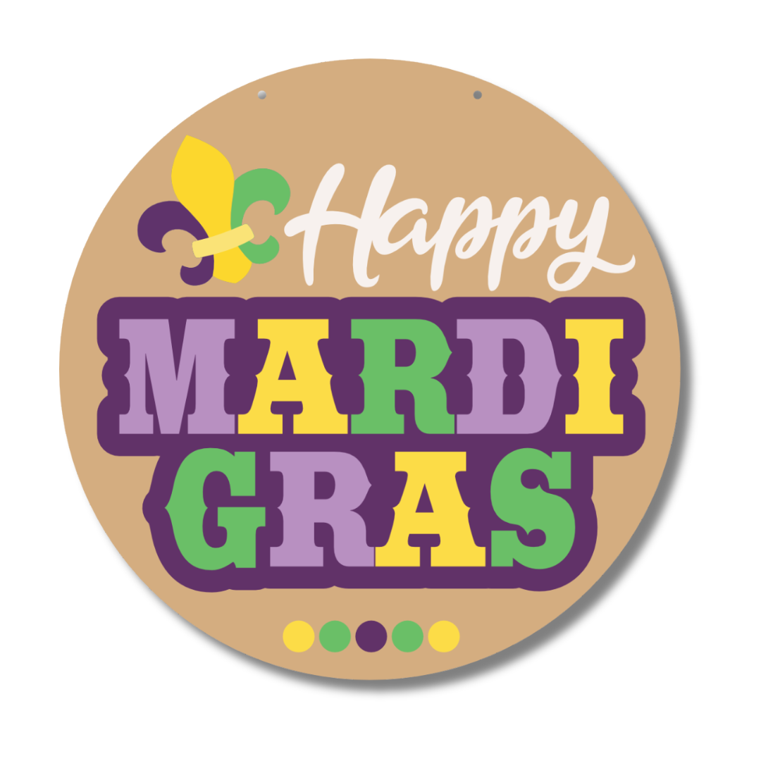 1/4 Thick Unfinished Wood Mardi Gras Door Sign Craft Kit for Custom Decor