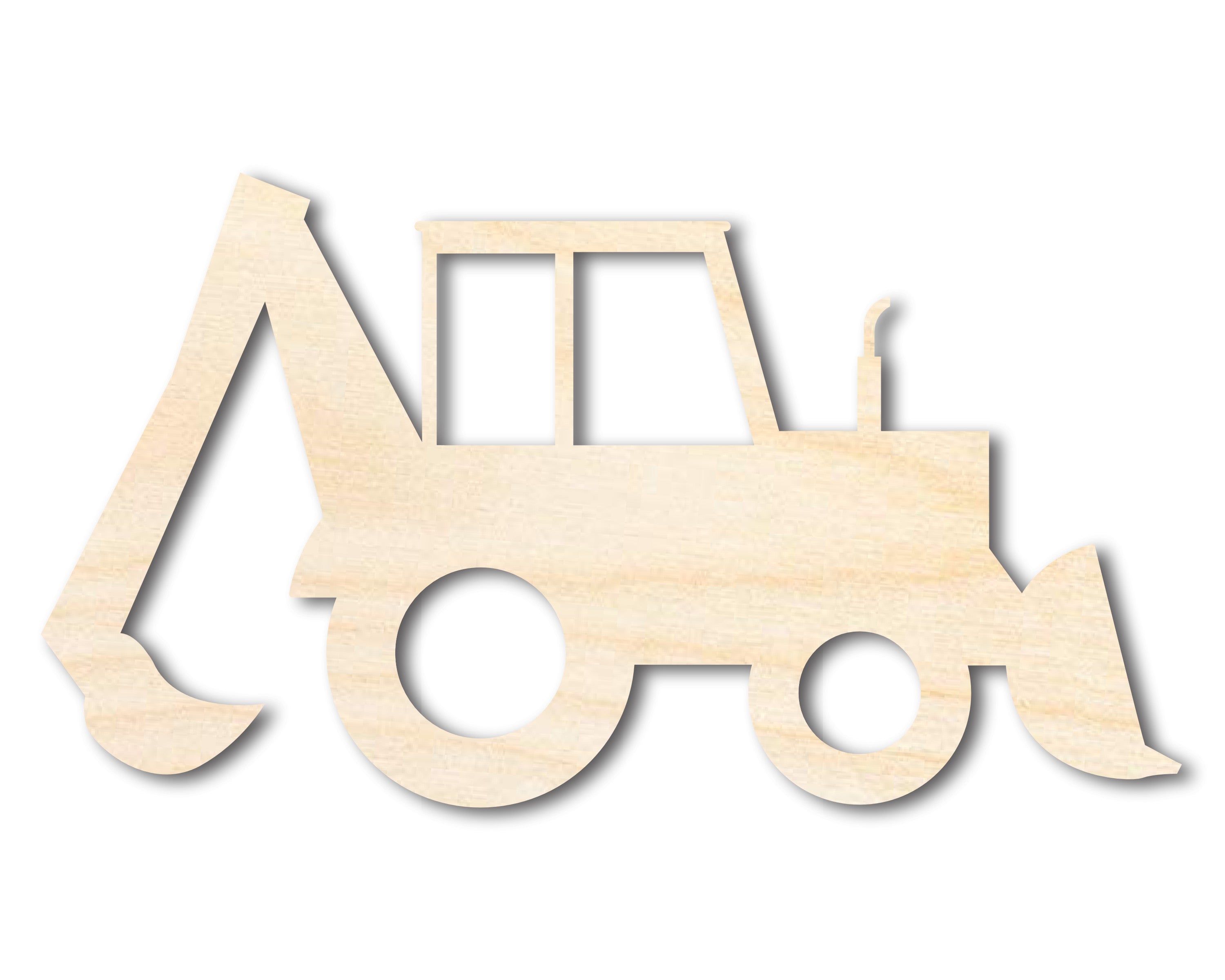 Unfinished DIY Craft Cutout in the Shape of a Wood Backhoe | Up to 46 Inches for Do - It - Yourself Projects