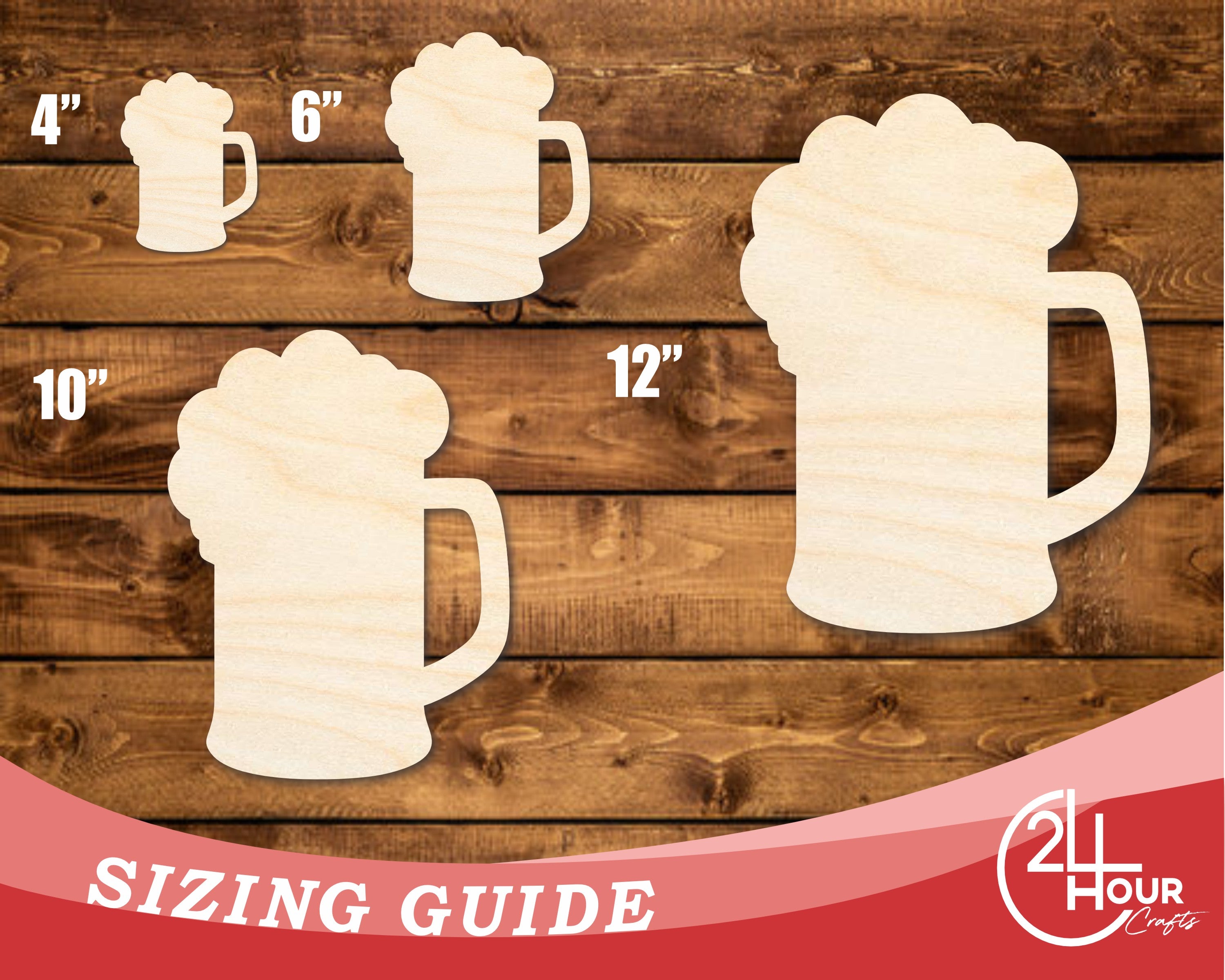 Unfinished DIY Craft Cutout in the Shape of a Wood Beer Mug | Up to 46 DIY Projects Available