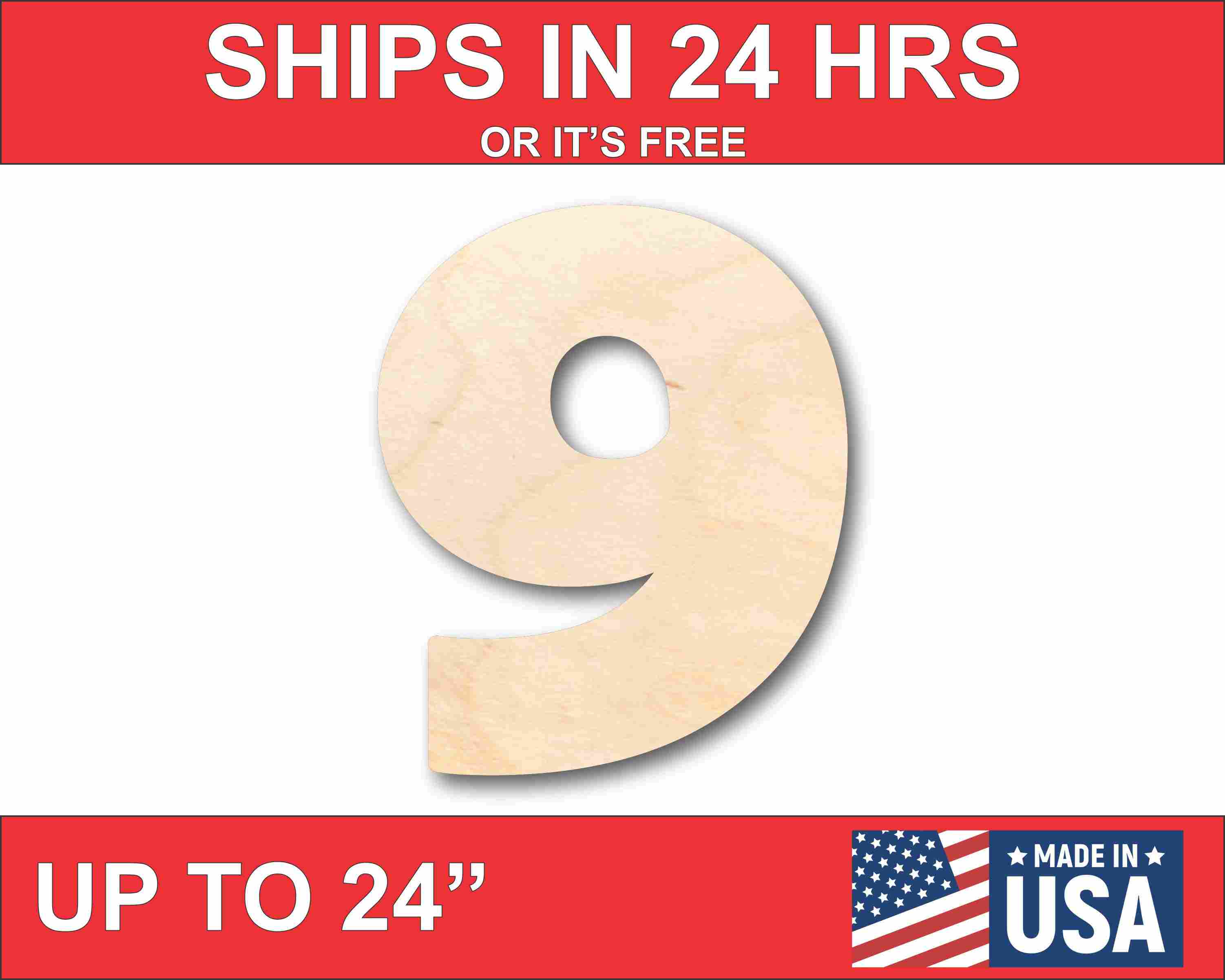 Unfinished Sanded Wood Block Number 9 for Up to 46 DIY Crafts