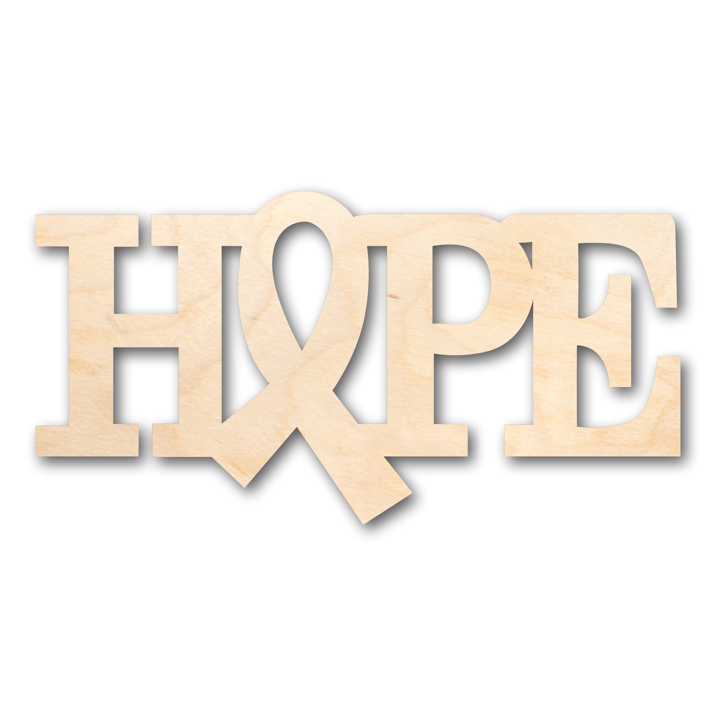 Unfinished Wood DIY Craft - Hope Ribbon Script Shape, Available up to 46 Inches for Creative Projects