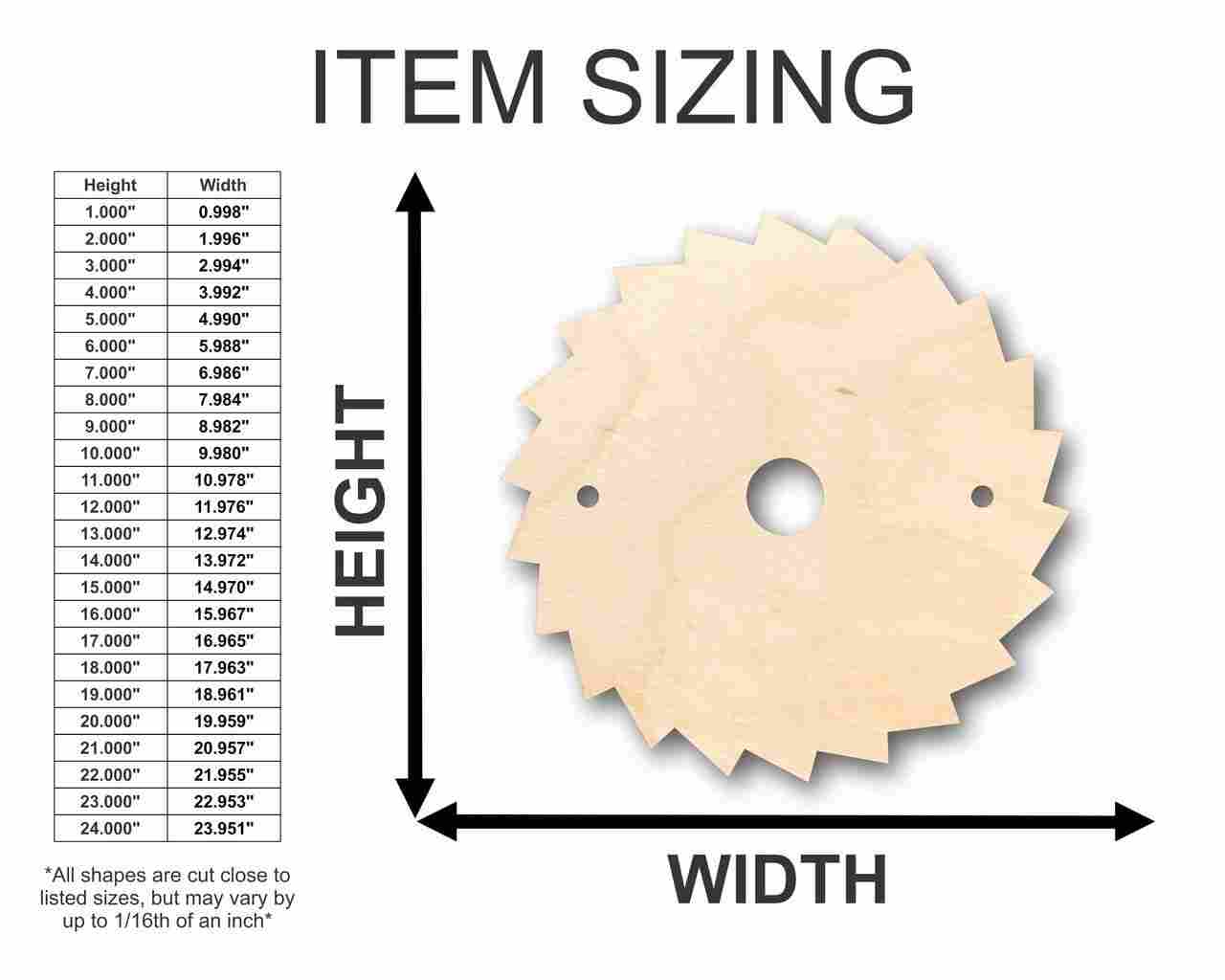 Unfinished DIY Wood Saw Blade Shape for Construction, Tool, and Craft Projects - Up to 46 Pieces Available