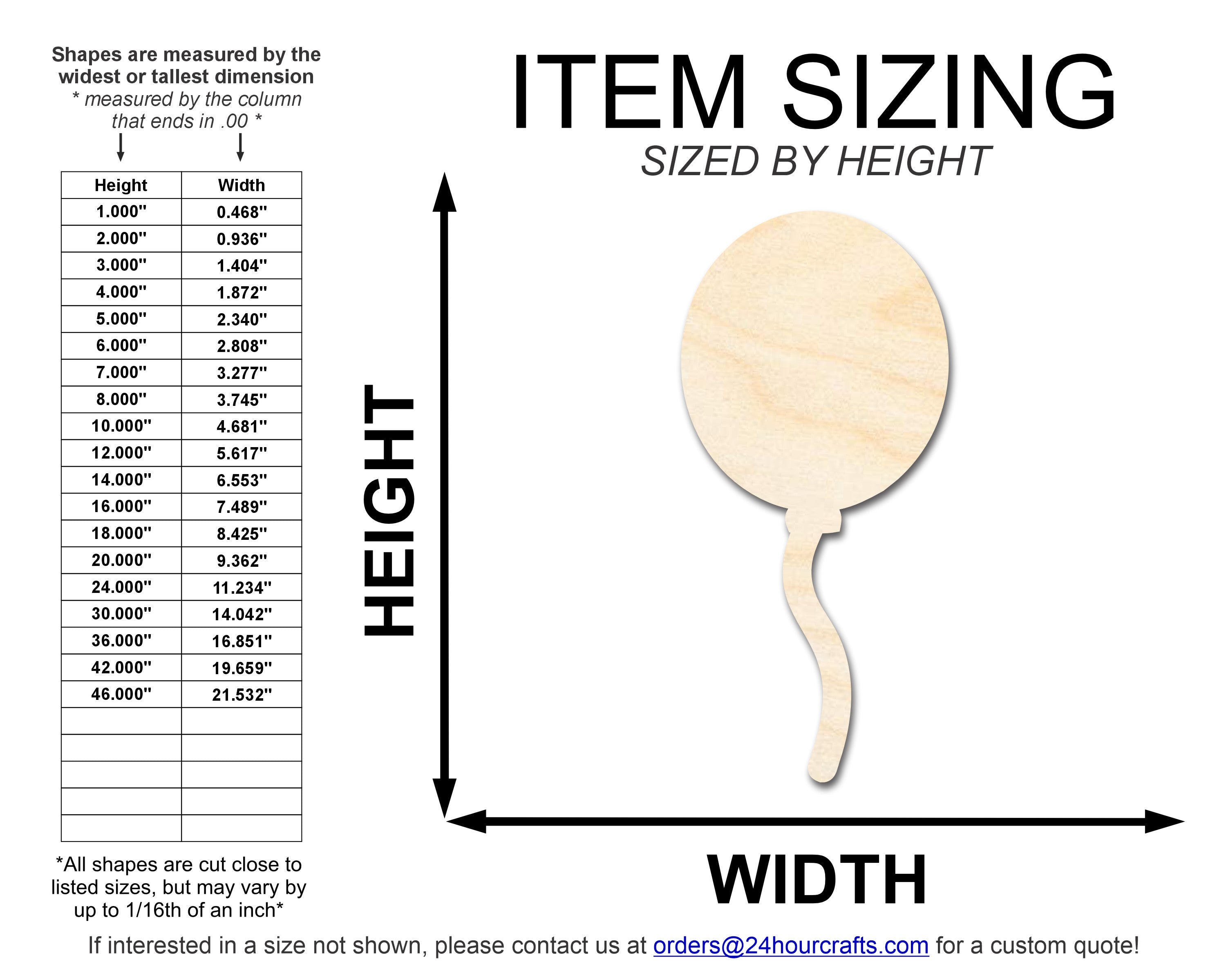 DIY Unfinished Baltic Birch Wood Balloon Cutouts up to 46 Inches