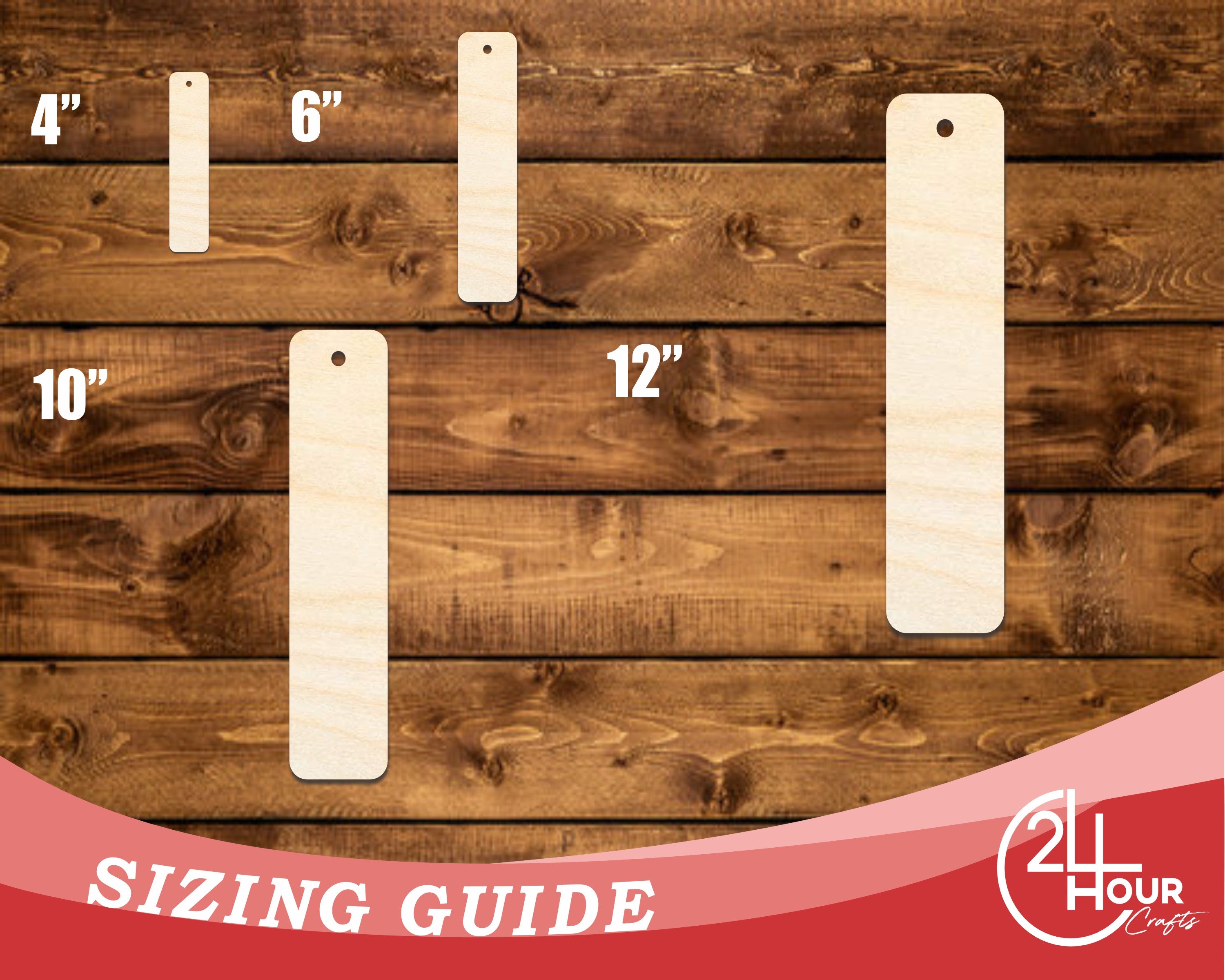 DIY Unfinished Baltic Birch Wood Bookmark Cutouts in Round & Rectangle Shapes (Up to 12)