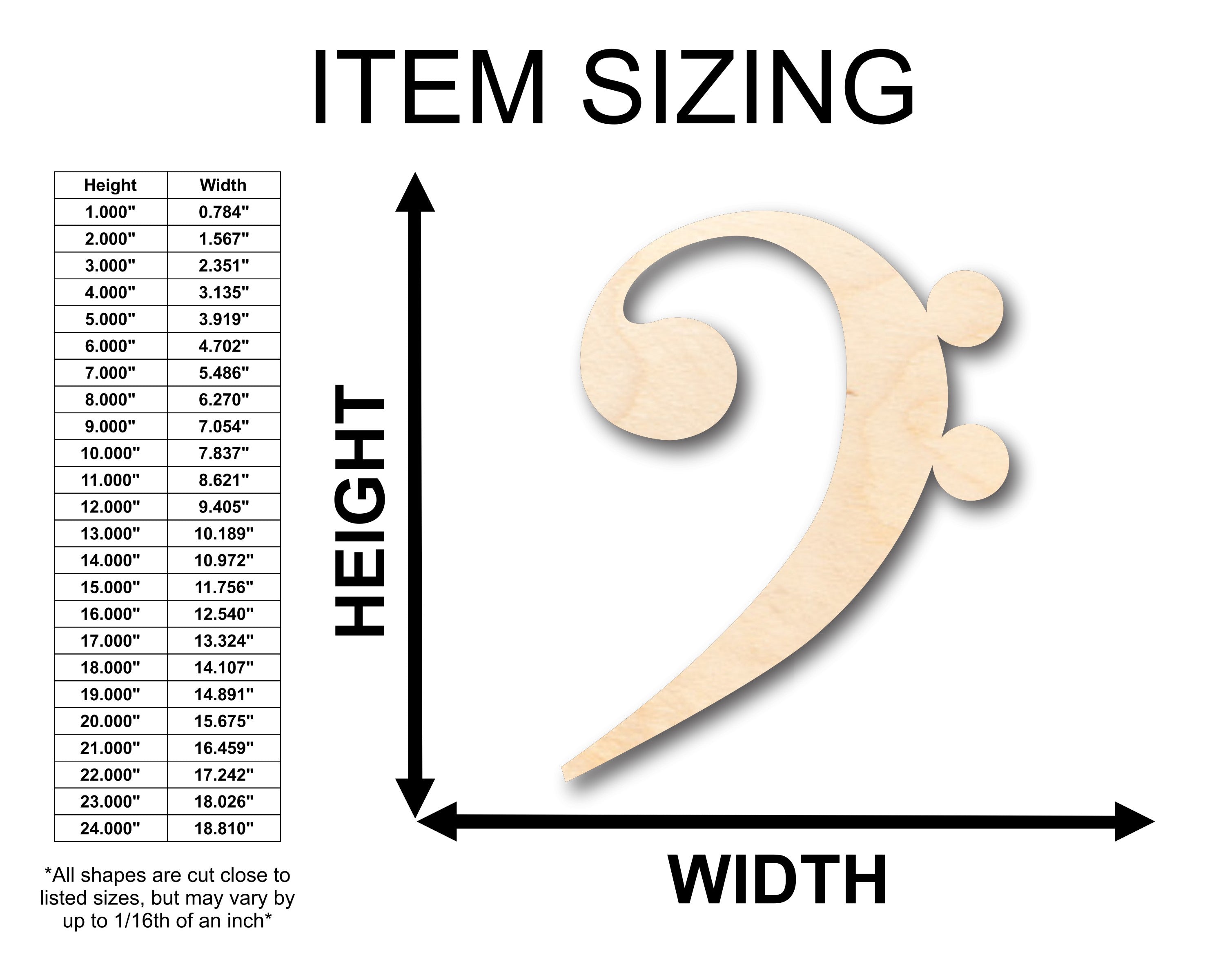 Unfinished Wood Craft Bass Note Shape for Up to 46 DIY Projects