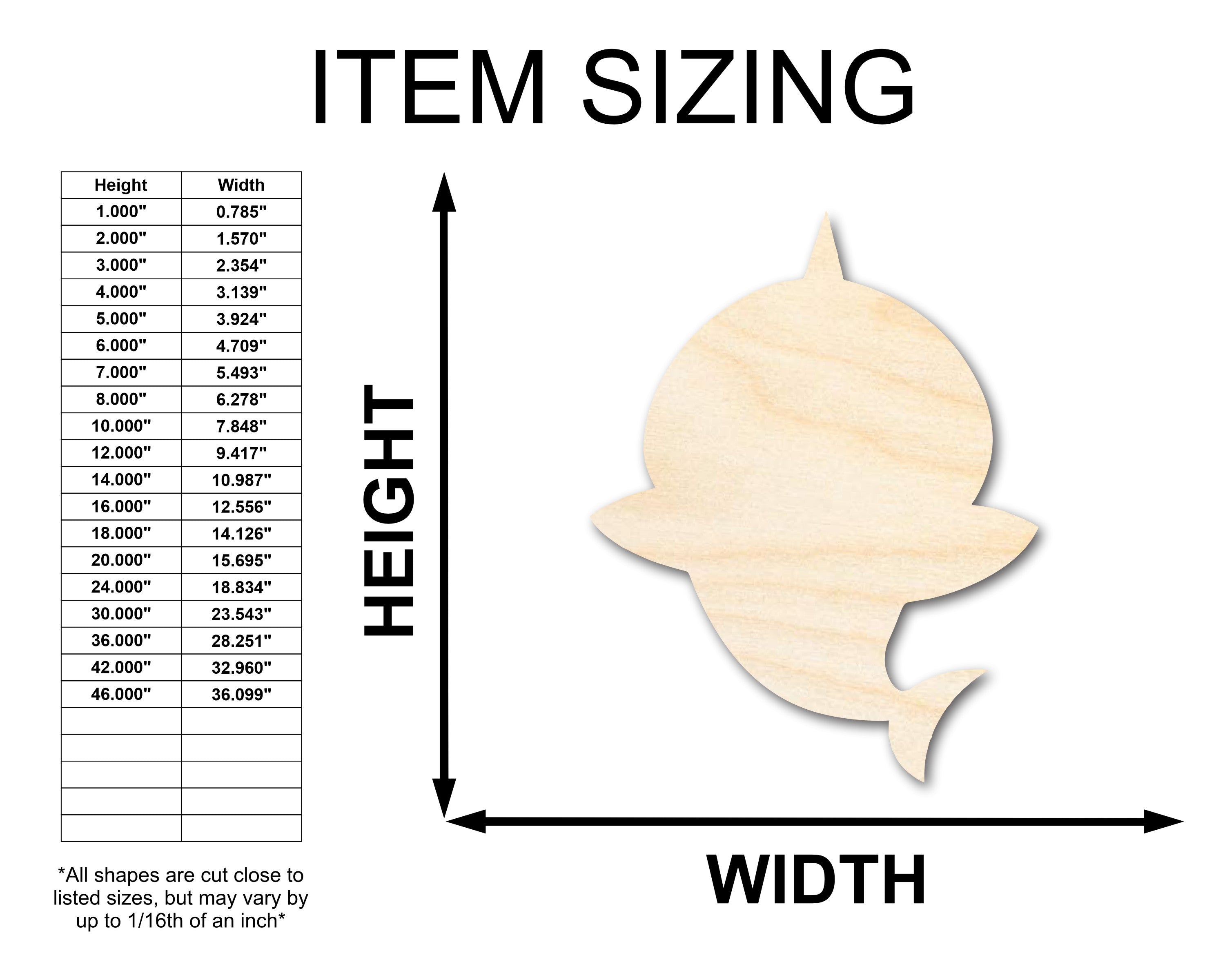 Unfinished Sanded Baltic Birch Shark Shape Craft up to 36 Inches