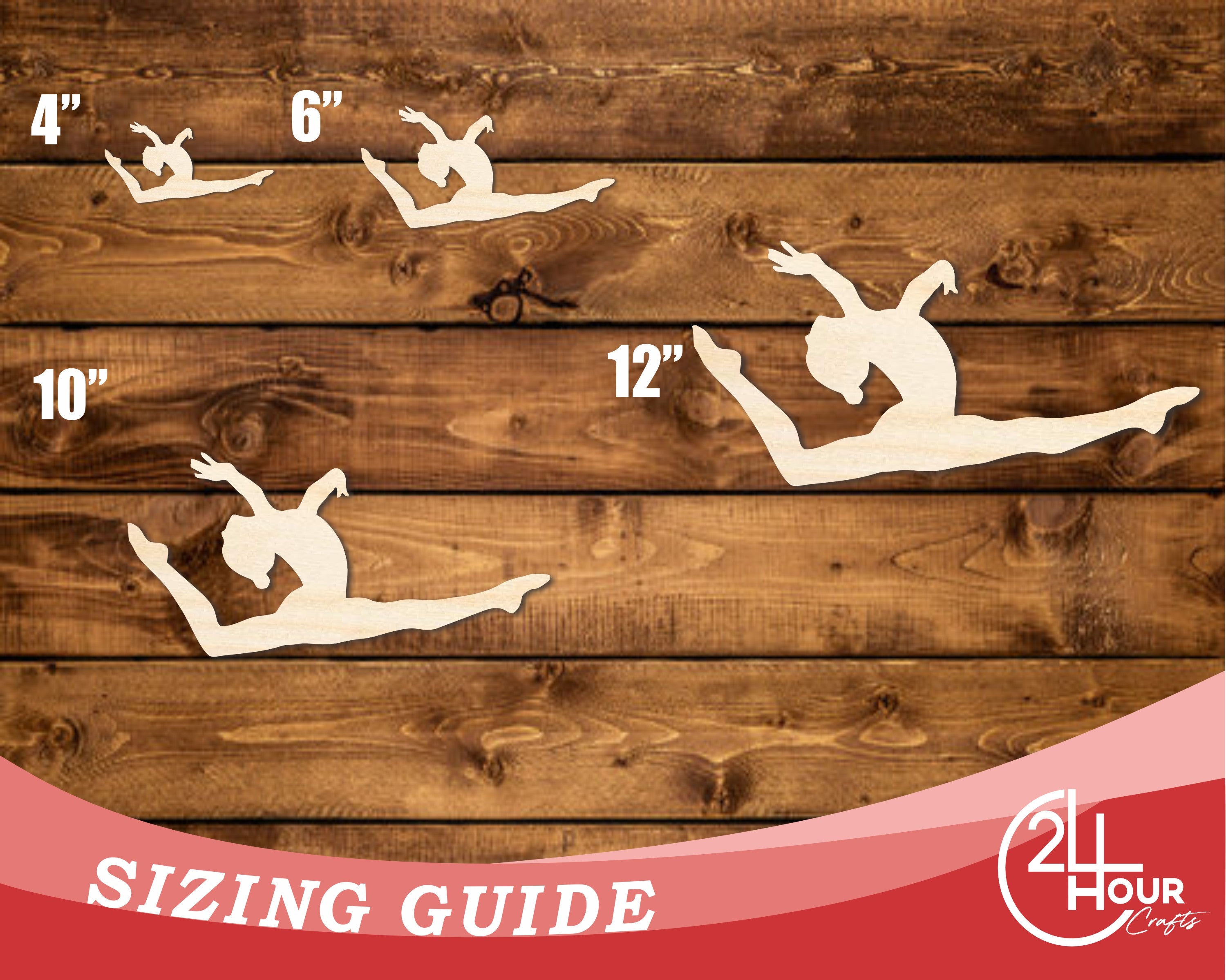 DIY Unfinished Baltic Birch Gymnast Leap Shape Cutout up to 46 Inches