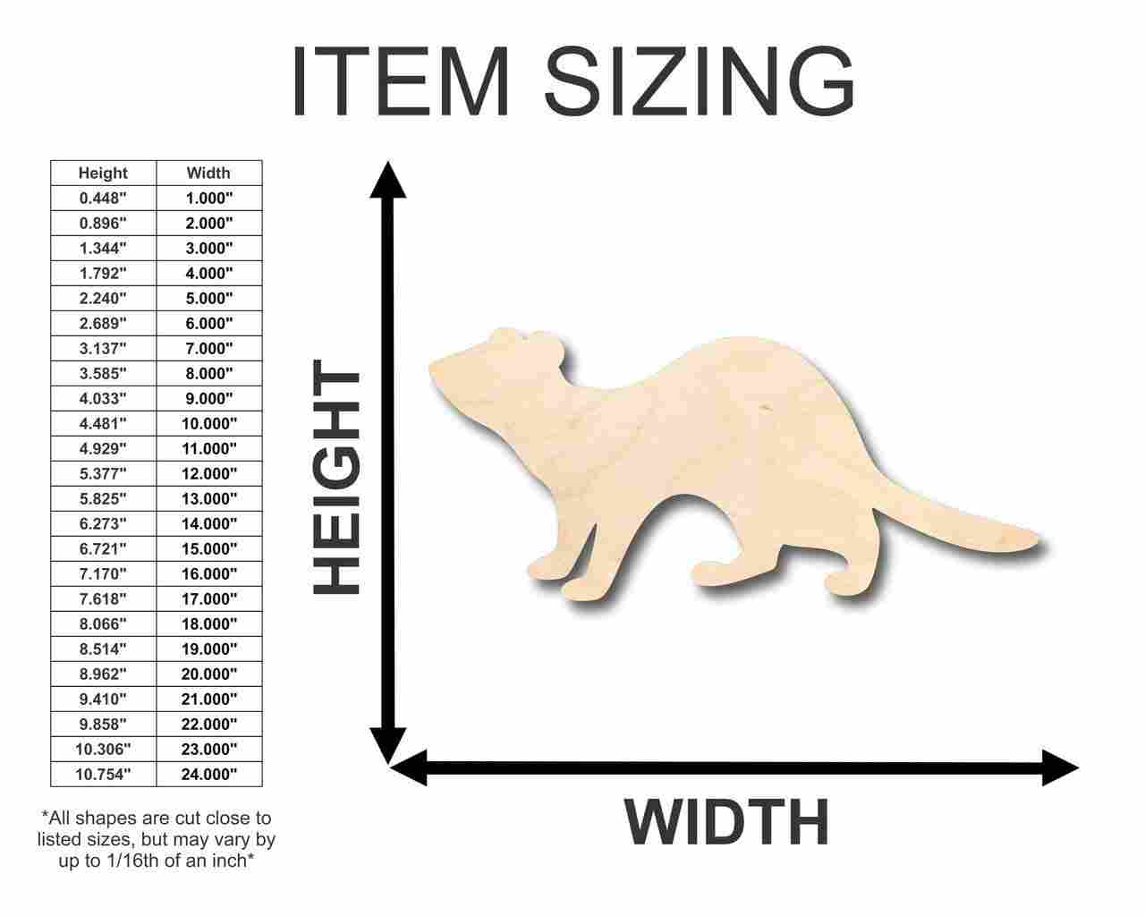 Unfinished DIY Craft Animal Ferret Shape Wood Cutouts Up to 46 Inches for Various Crafts