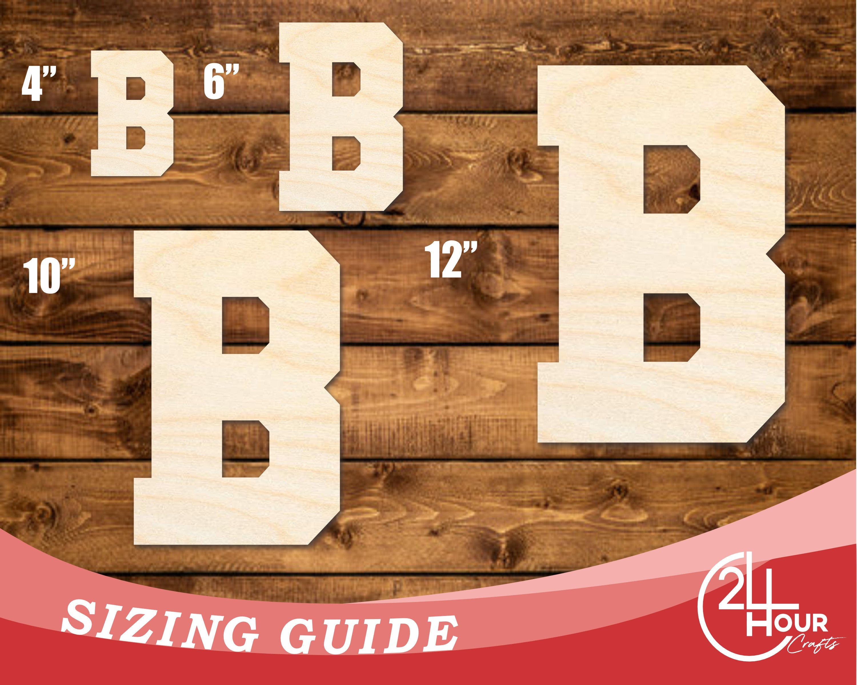 Unfinished Baltic Birch Wood Varsity Team Font - Letter B Shape DIY Craft Cutouts, Up to 46 Inches for Multiple DIY Projects