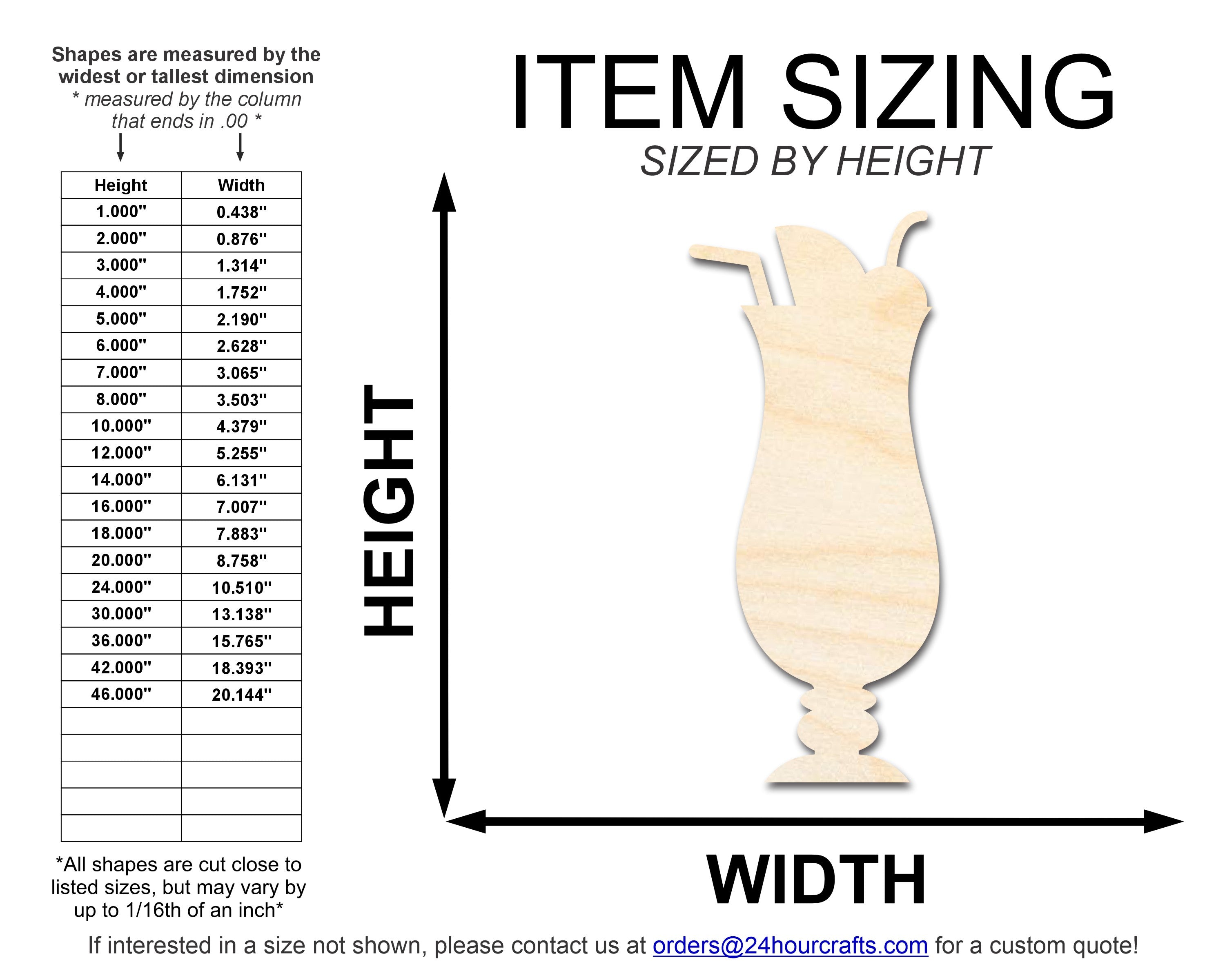 DIY Unfinished Baltic Birch Daquari Shape Cutouts, Up to 46 Inches for 46+ DIY Projects