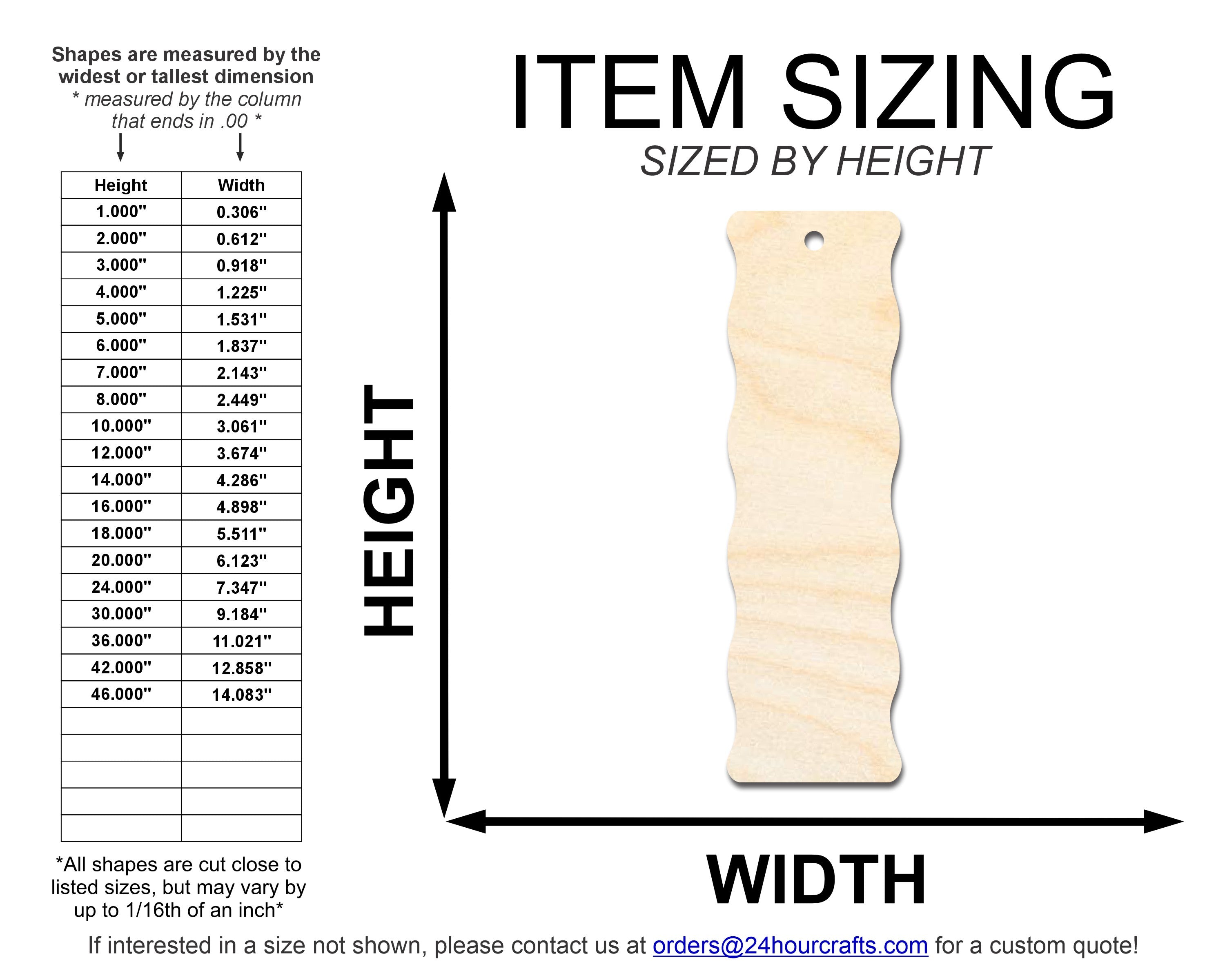Unfinished DIY Craft Cutout in the Shape of a Wood Wavy Side Bookmark, Up to 12 Pieces for Do - It - Yourself Projects