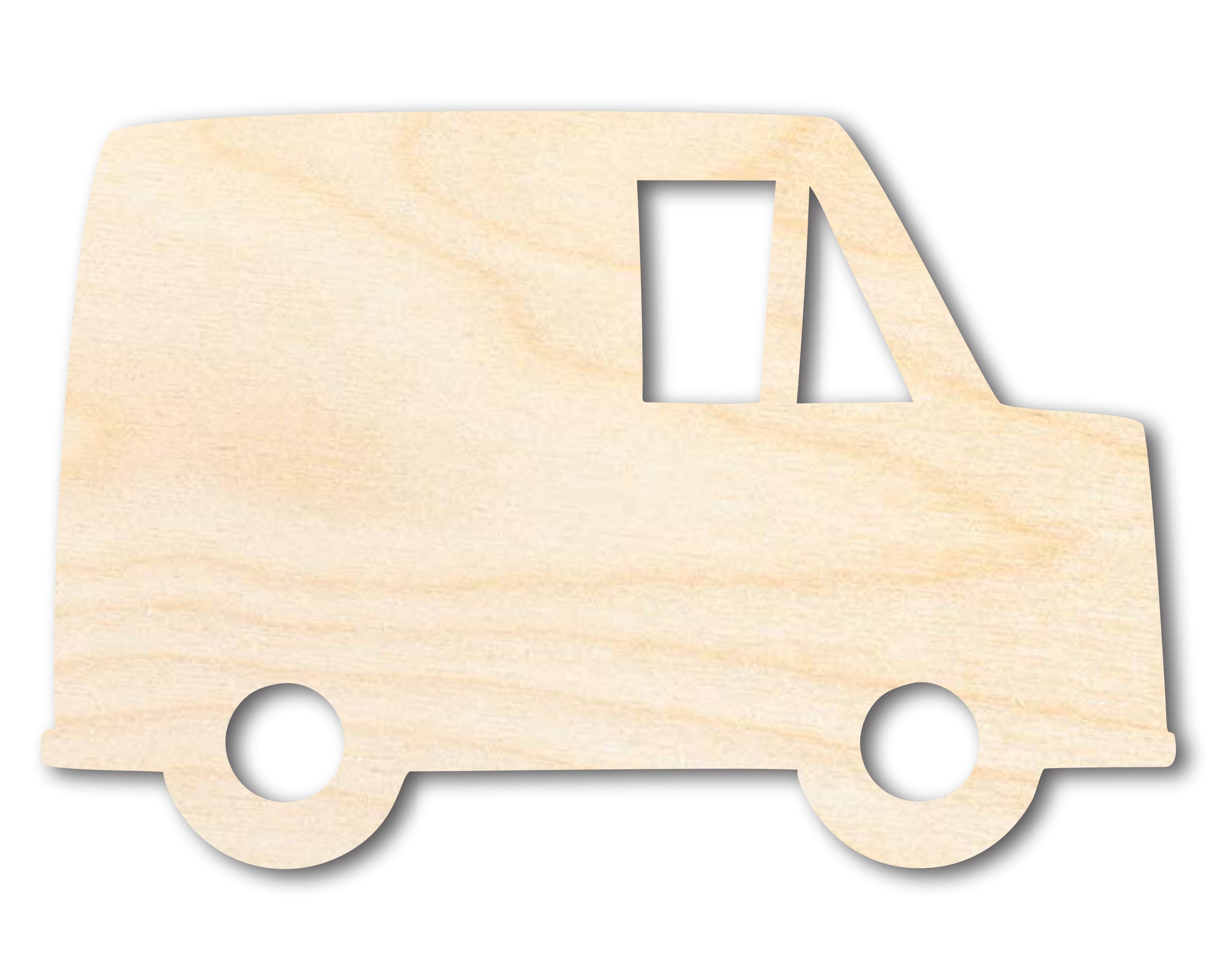 Unfinished DIY Craft Cutout in the Shape of a Wood Mail Truck, Available in Sizes up to 46 Inches
