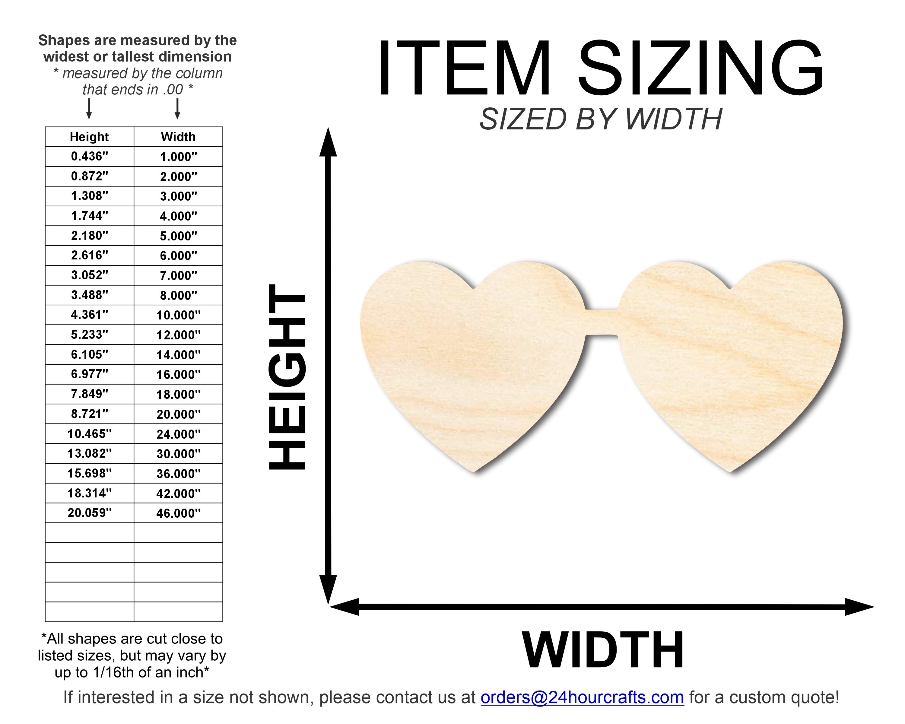DIY Unfinished Wood Heart Glasses Shape Cutouts - Up to 46 Sizes for Crafts