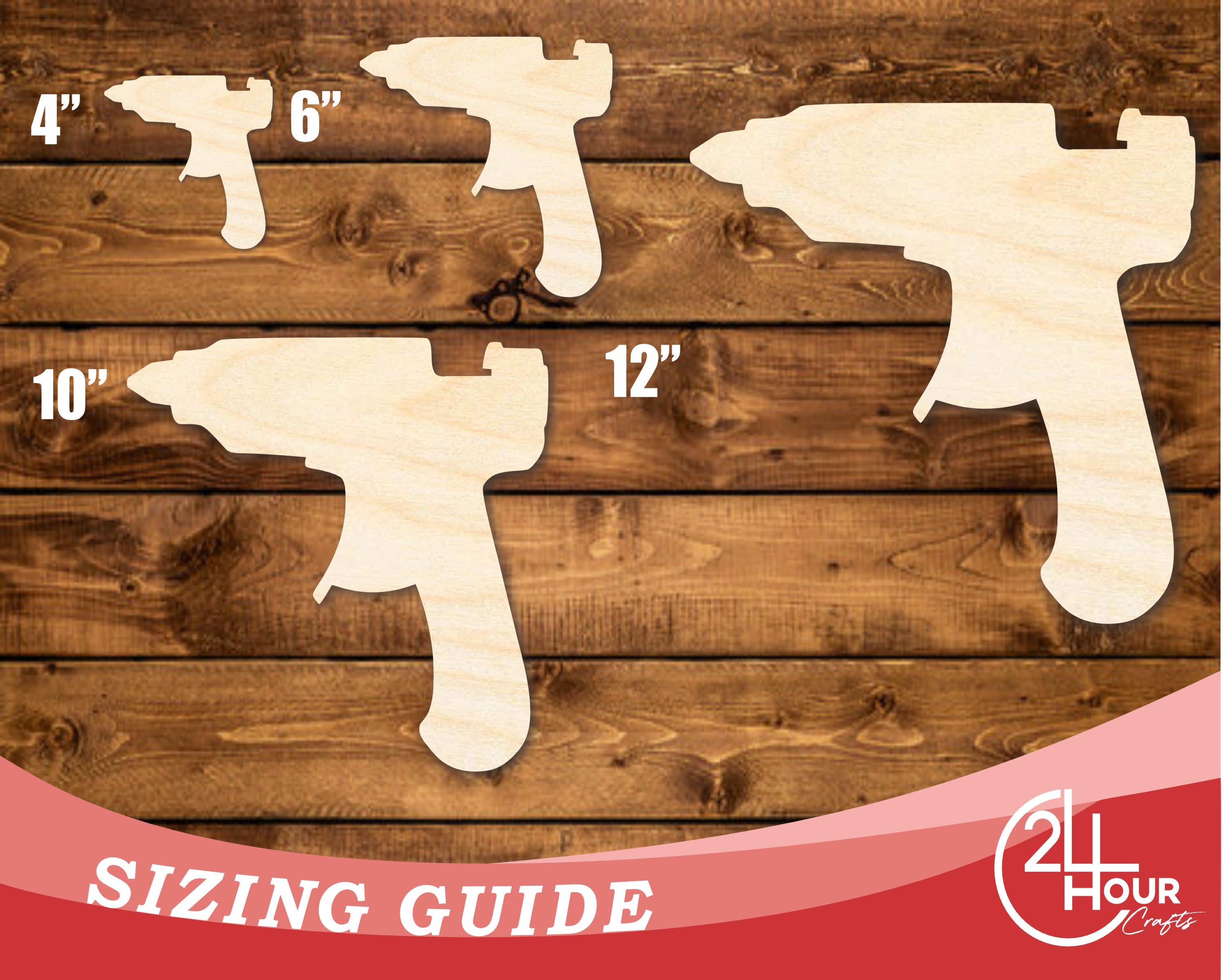 DIY Unfinished Baltic Birch Hot Glue Gun Shape Cutouts up to 46 Inches