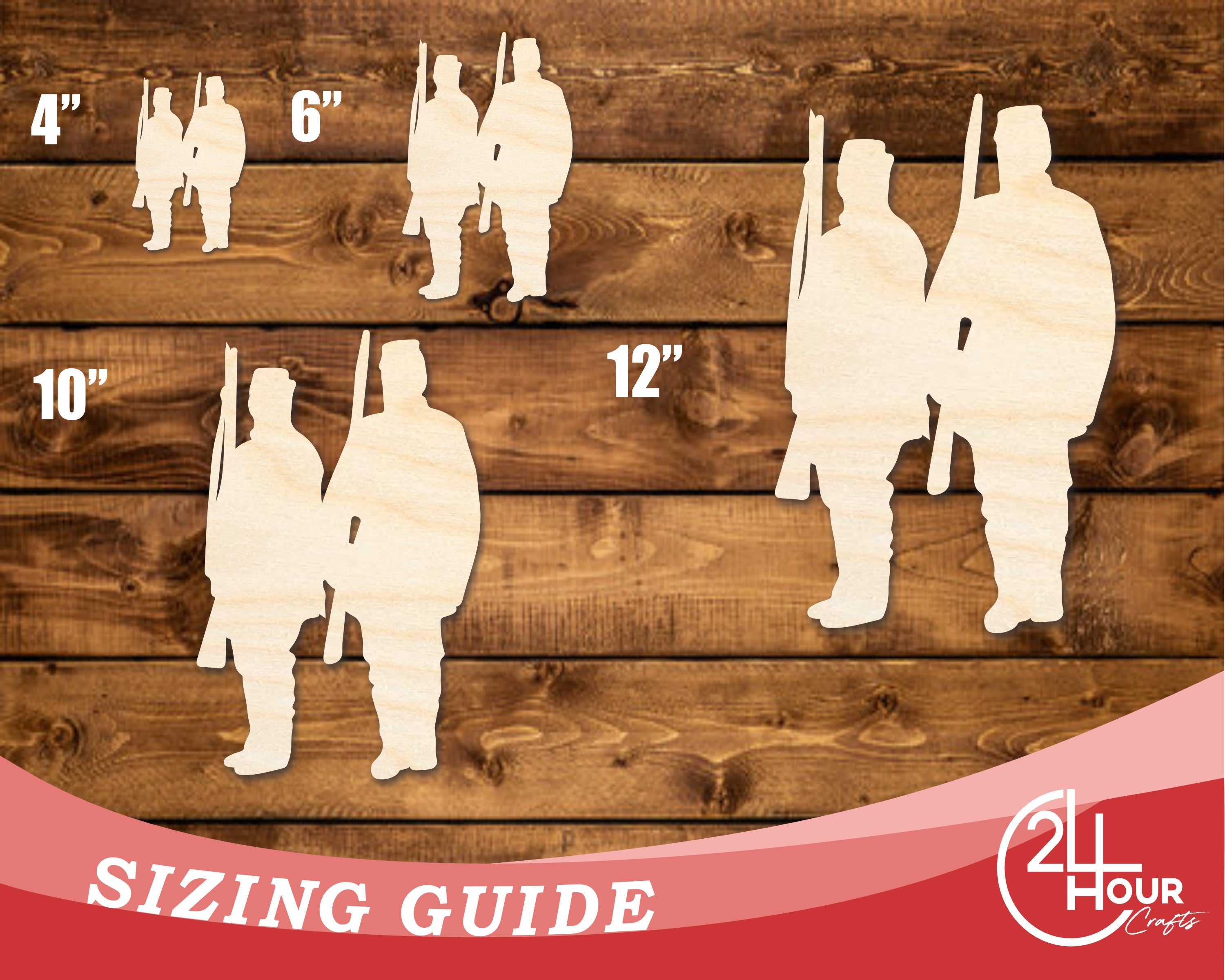 Unfinished Baltic Birch Two - Soldier Shape DIY Craft Cutouts up to 46 Inches
