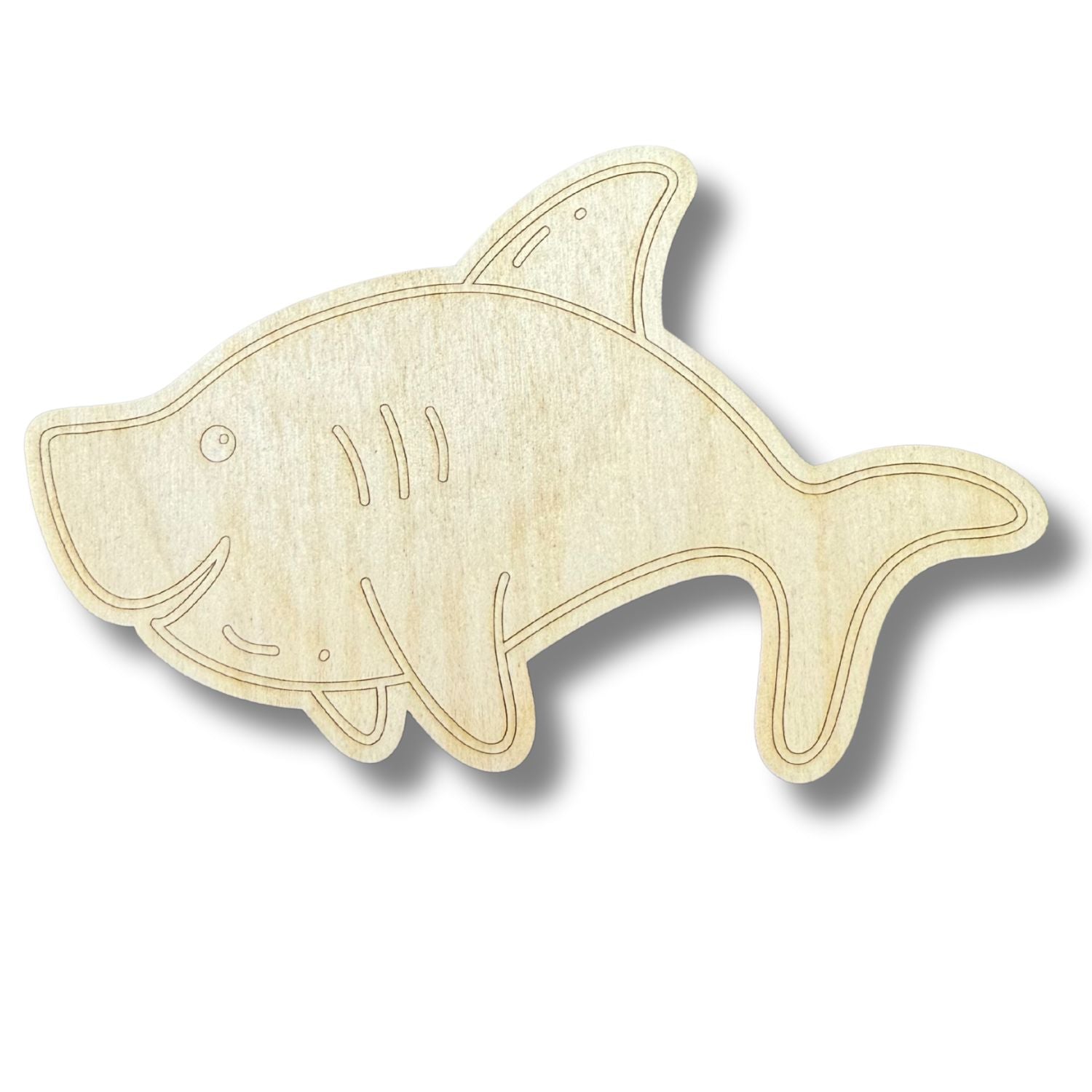 Unfinished Wood Etched Shark Shape | Paint By Line Crafts | up to 30 DIY