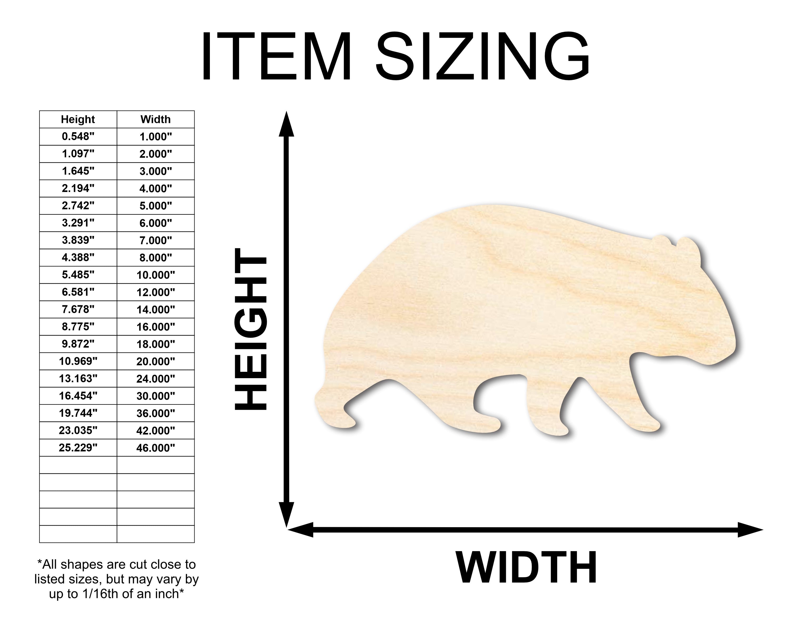 DIY Unfinished Wood Wombat Shape for Crafts up to 46