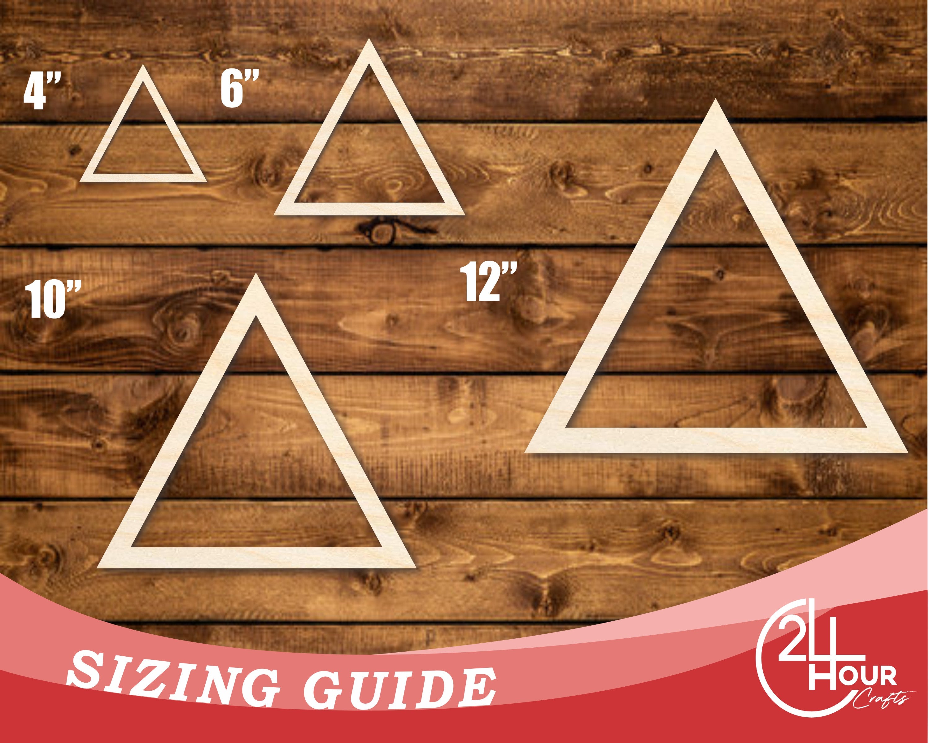 DIY Unfinished Baltic Birch Wood Triangle Outline Shape - Up to 46 Inches