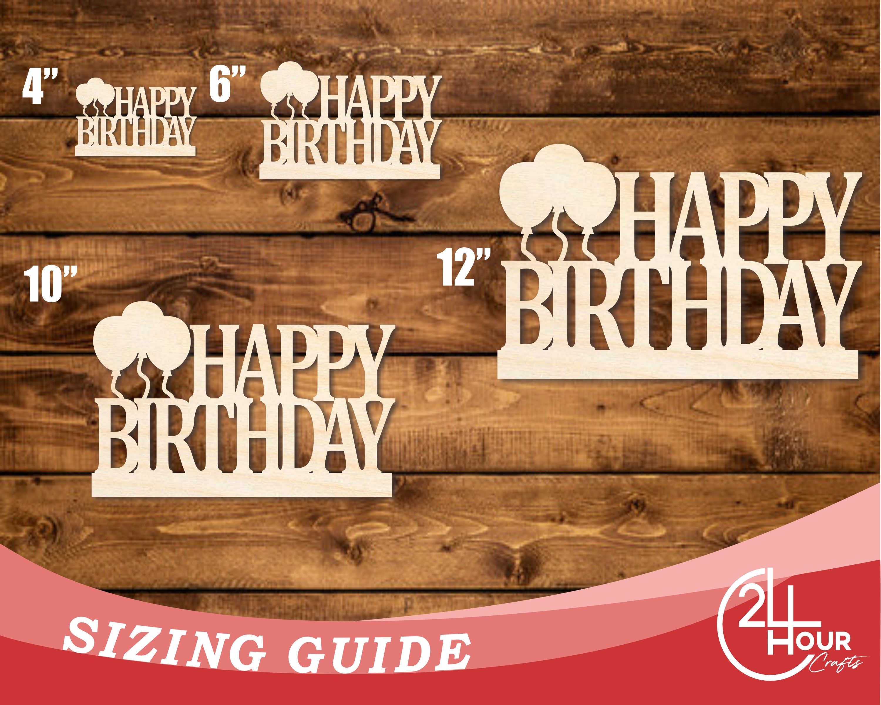 DIY Unfinished Baltic Birch Happy Birthday Shape Cutout up to 46 Inches