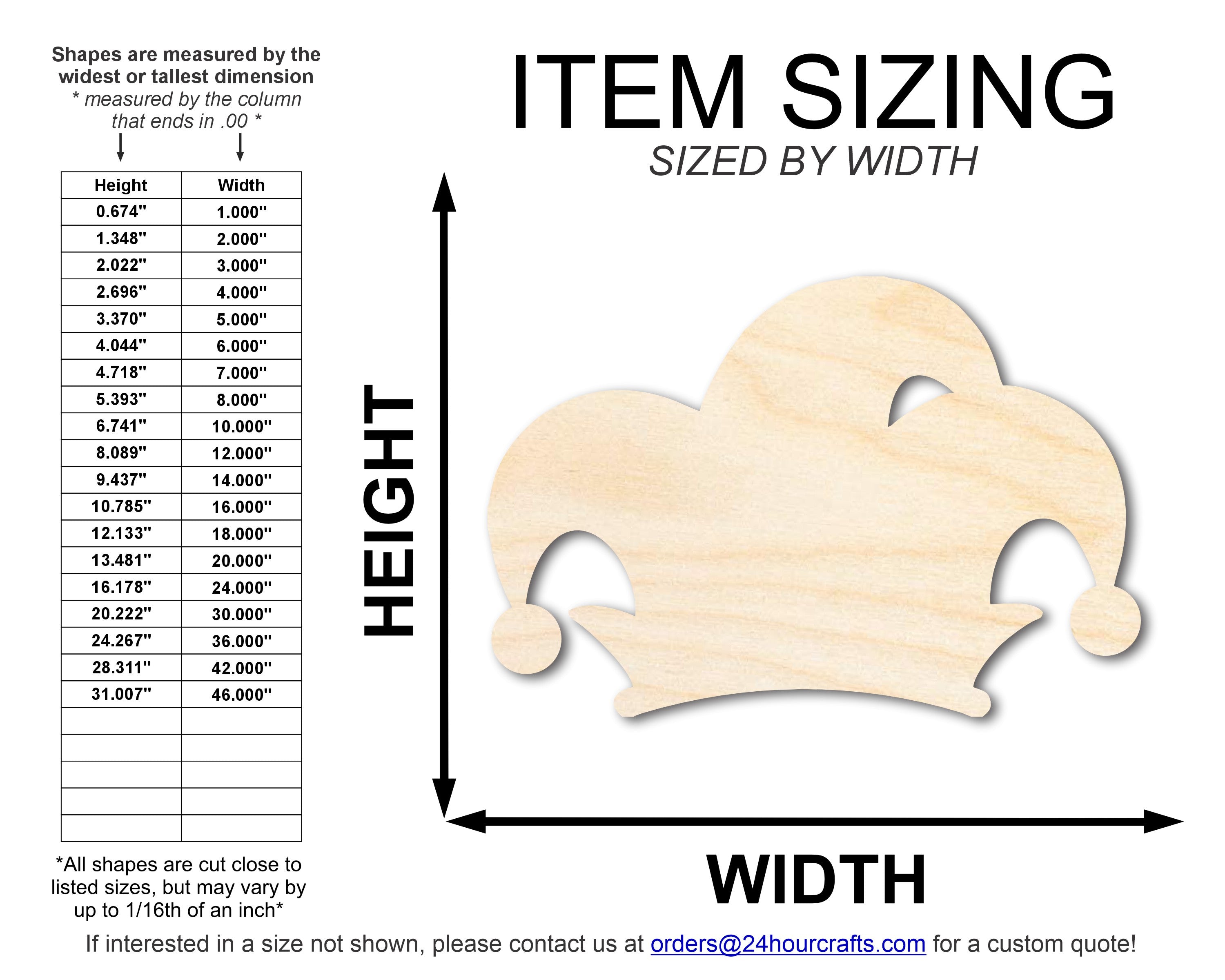 Unfinished Baltic Birch Jester Hat Silhouette for Mardi Gras DIY up to 46'