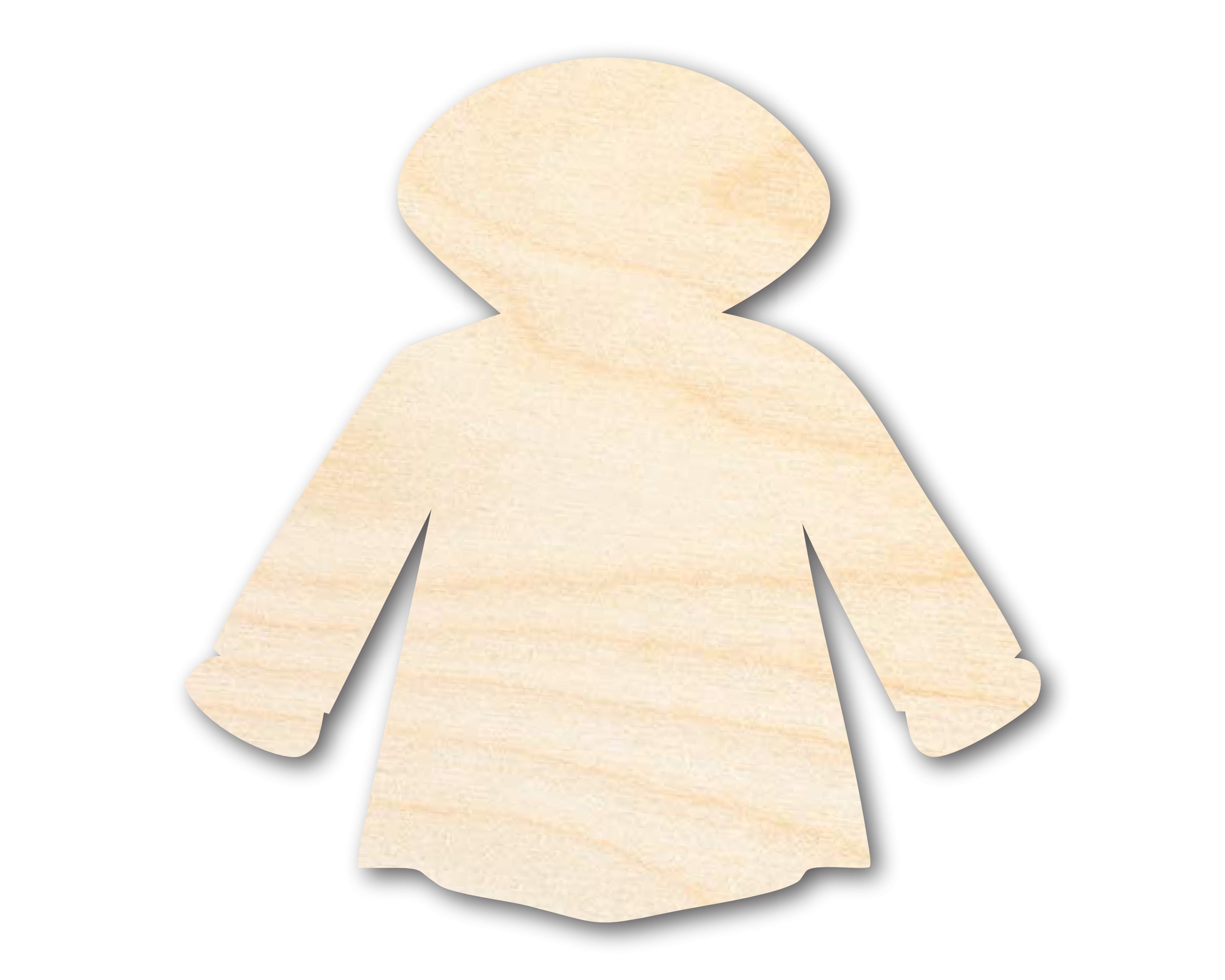 Unfinished Sanded Wood Raincoat Shape Craft - Sizes Up to 46 Inches