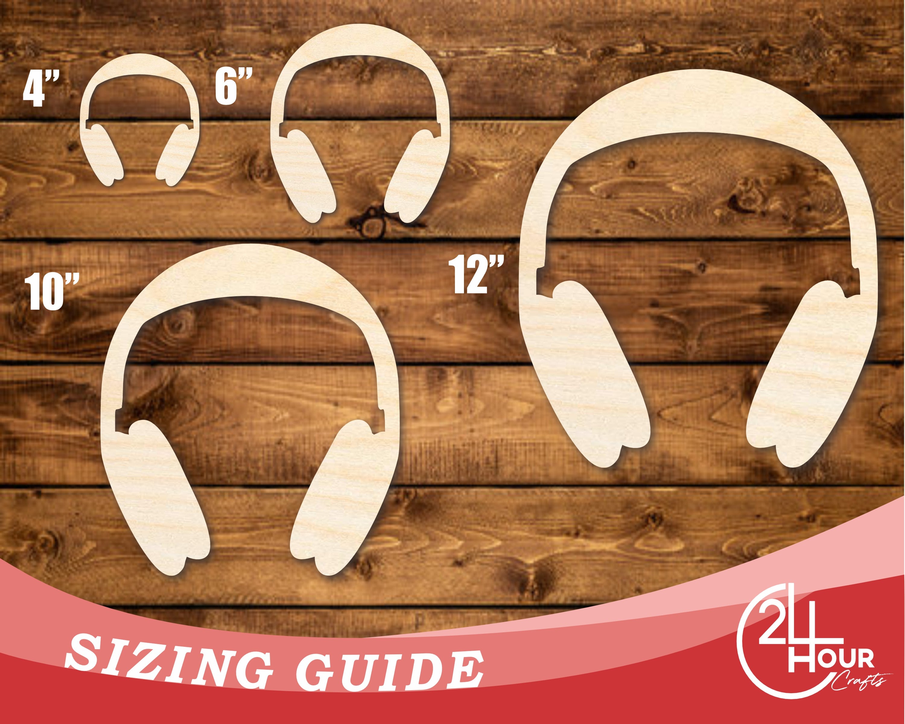 Unfinished Wood Headphone - Shaped DIY Craft Cutouts, Up to 46 Inches for Multiple DIY Projects