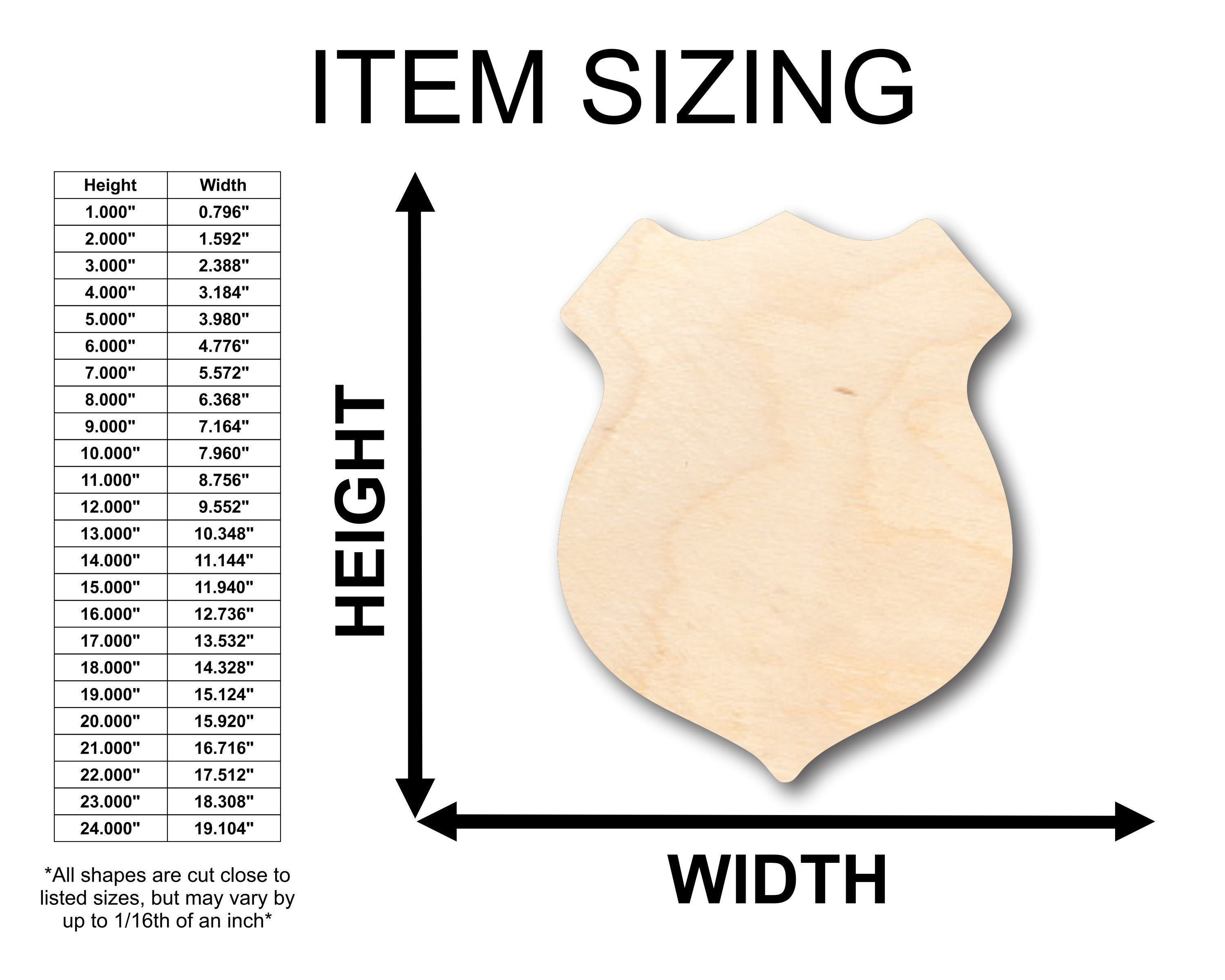 DIY Unfinished Wood Police Badge Shapes - Up to 46 Pieces for Crafts