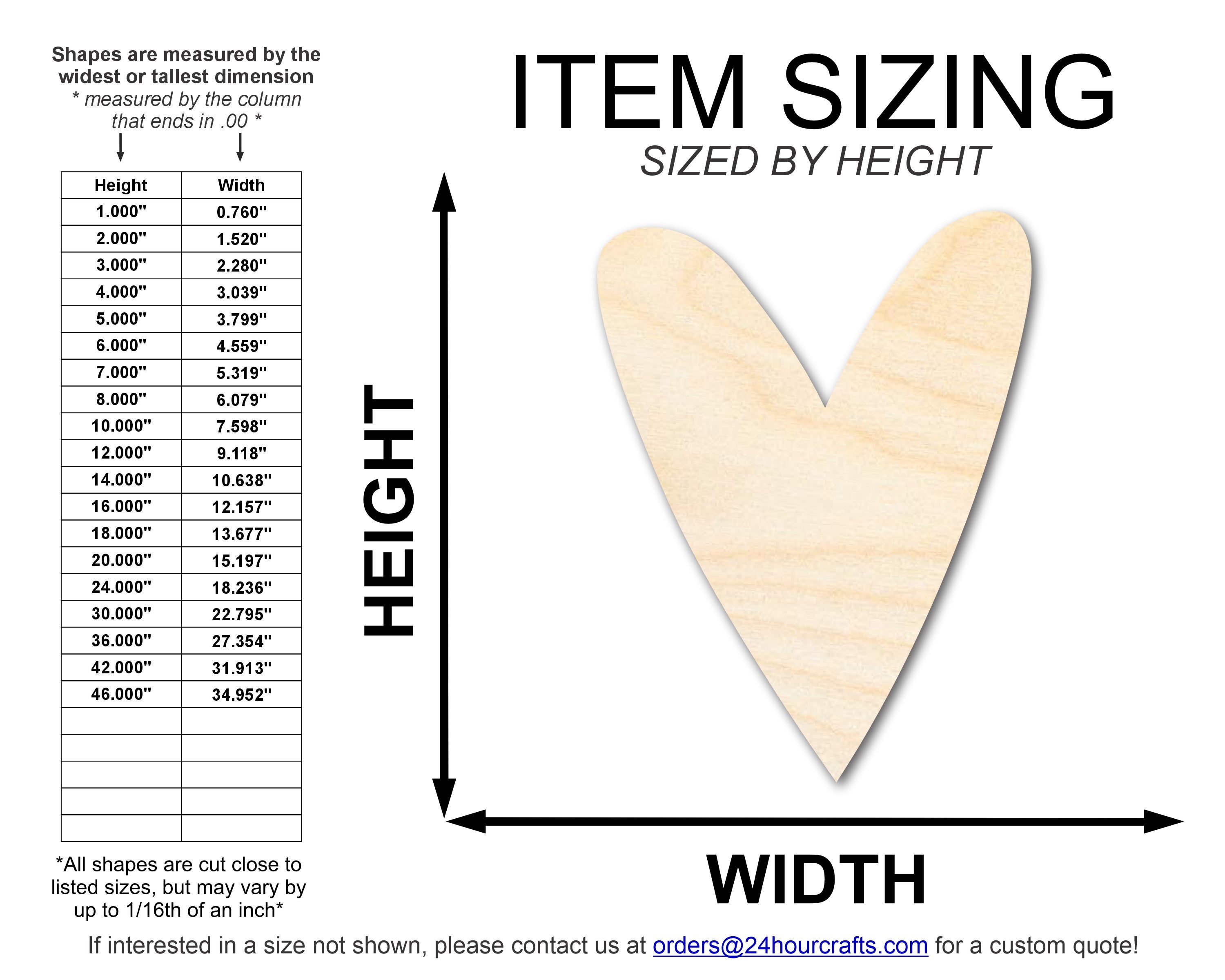 Unfinished Premium Birch Wood Heart Shape for Valentine's Day Crafts (Up to 46 Inches)
